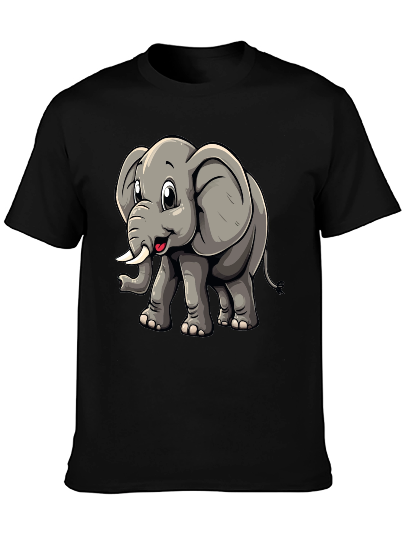 Cute Elephant Graphic Tee - Black T-Shirt