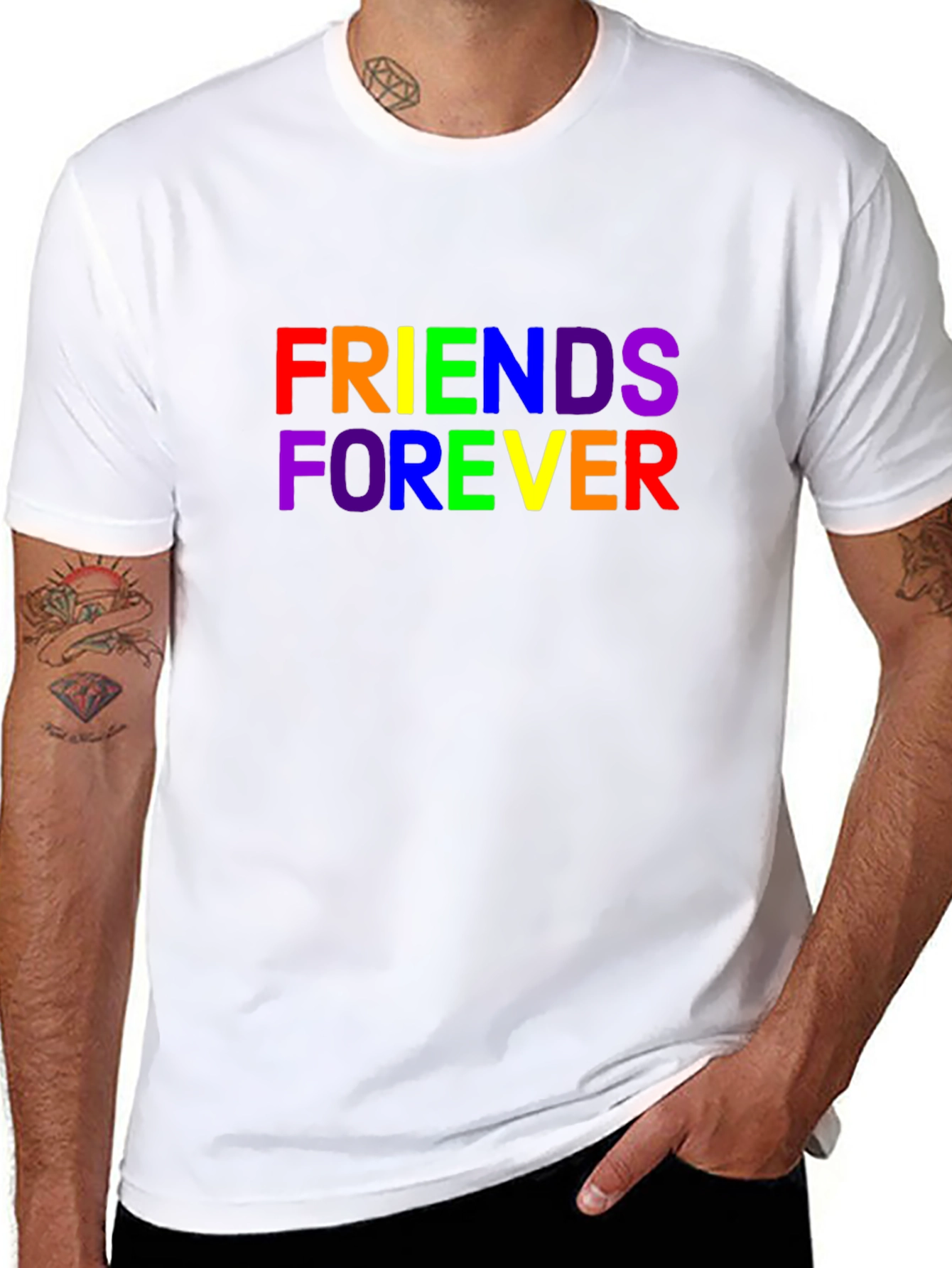 Friends Forever Rainbow Graphic T-Shirt