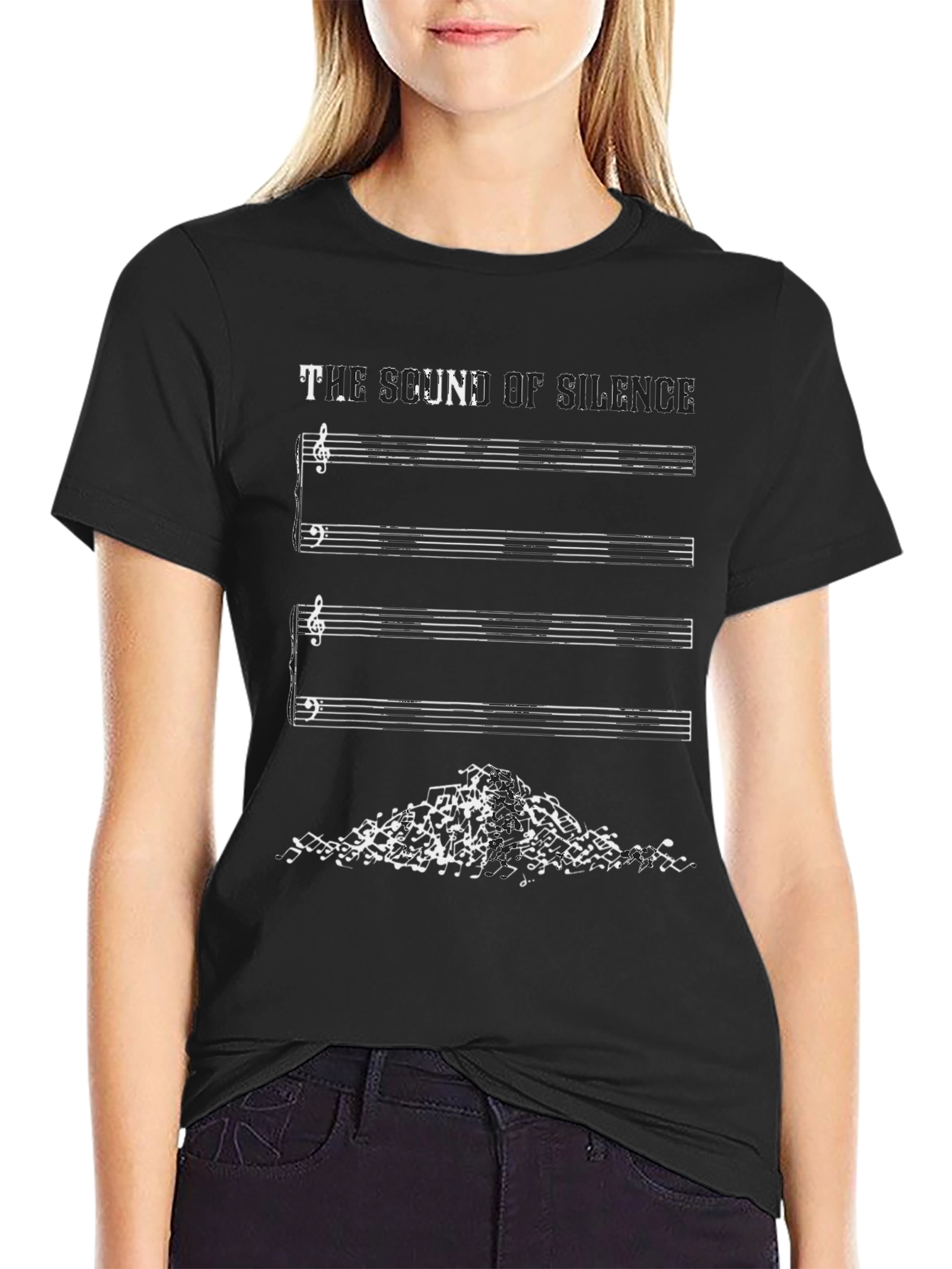 The Sound of Silence Music Notes Graphic Tee