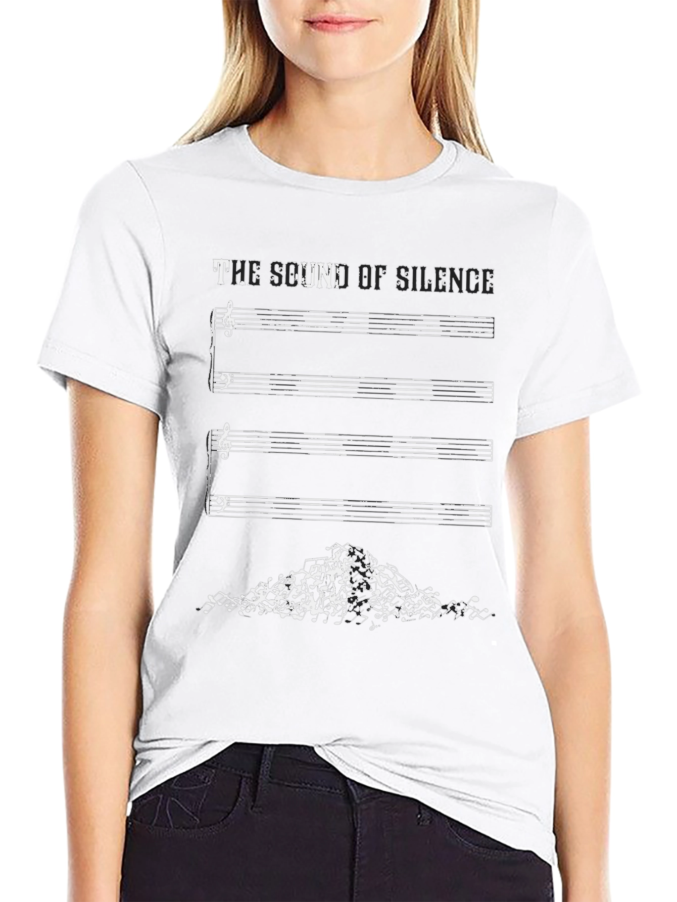The Sound of Silence Music Notes Graphic Tee
