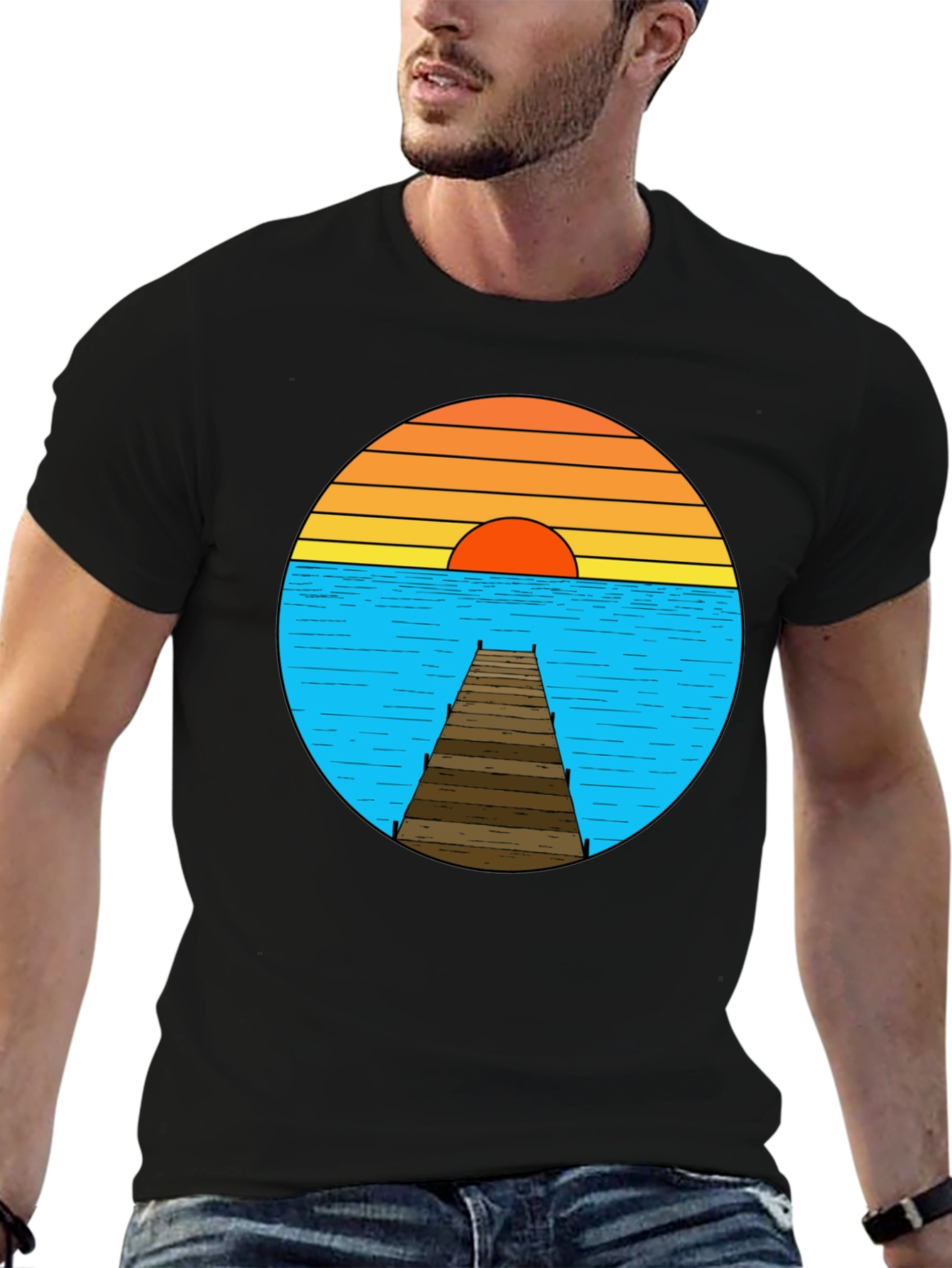 Sunset Pier Graphic Tee - Stylish Comfort