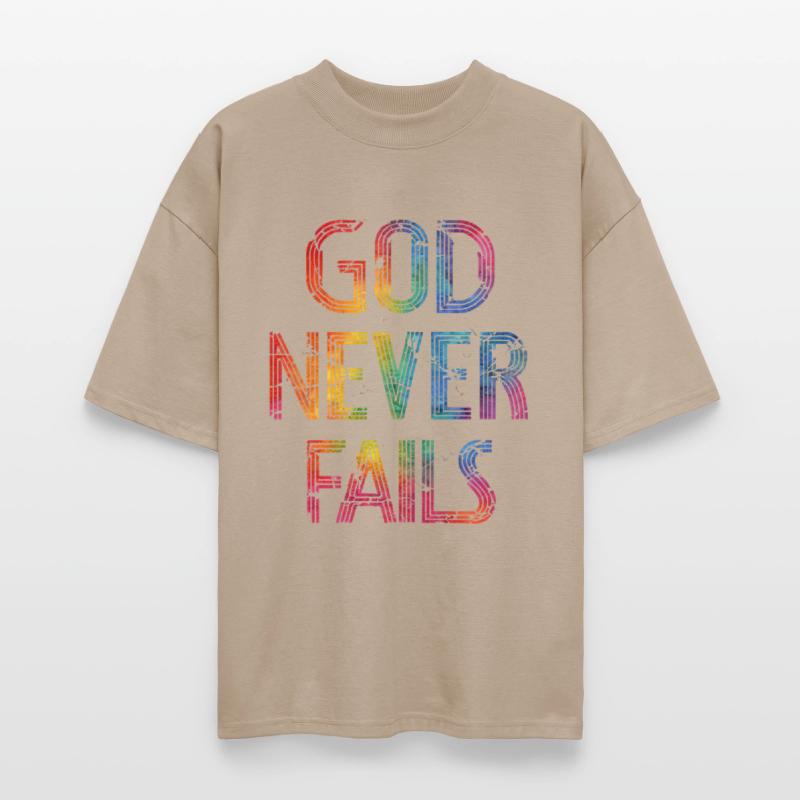 God Never Fails – Rainbow Christian Typography