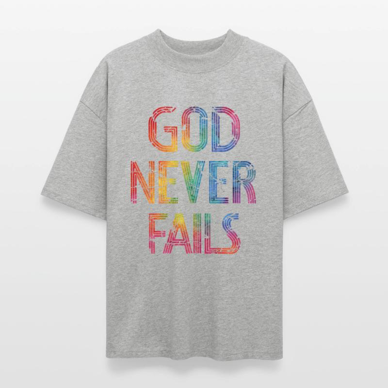 God Never Fails – Rainbow Christian Typography