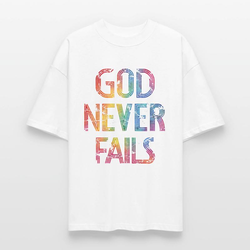 God Never Fails – Rainbow Christian Typography