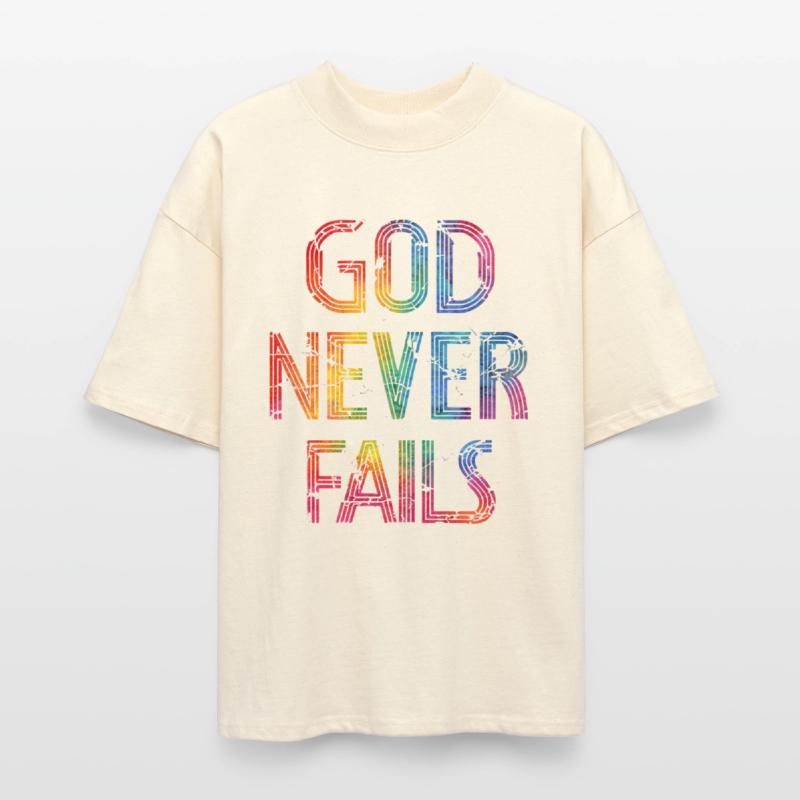 God Never Fails – Rainbow Christian Typography