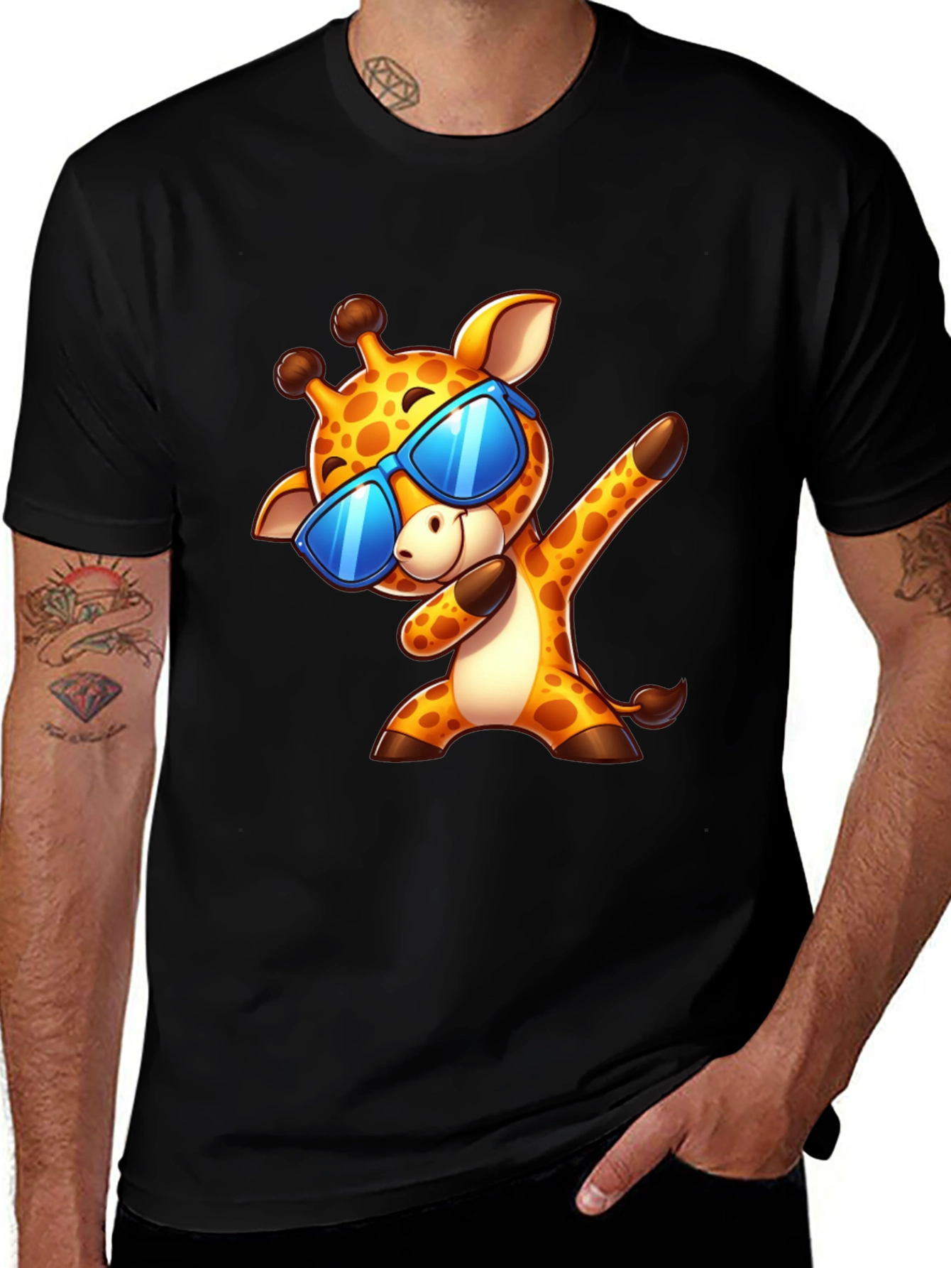 Dabbing Giraffe Graphic Tee - Cool Cartoon T-Shirt