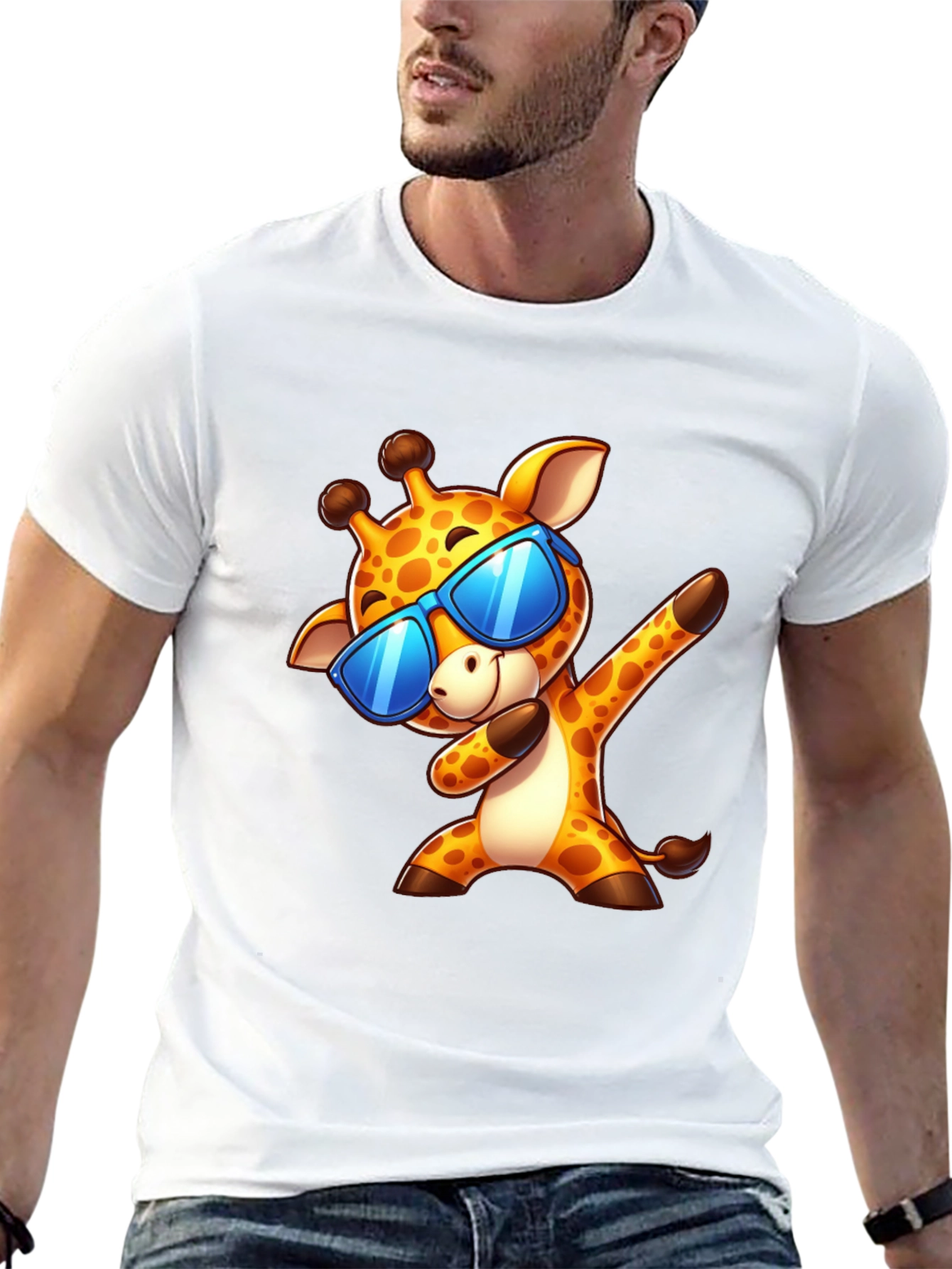 Dabbing Giraffe Graphic Tee - Cool Cartoon T-Shirt