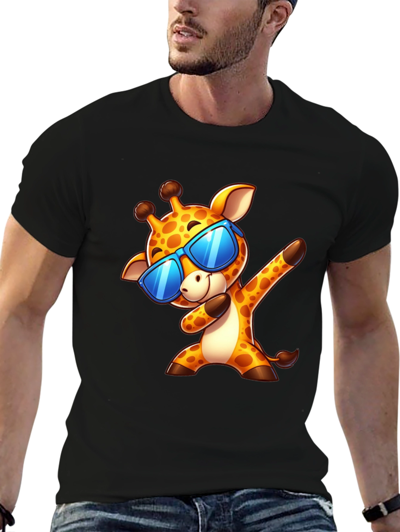 Dabbing Giraffe Graphic Tee - Cool Cartoon T-Shirt