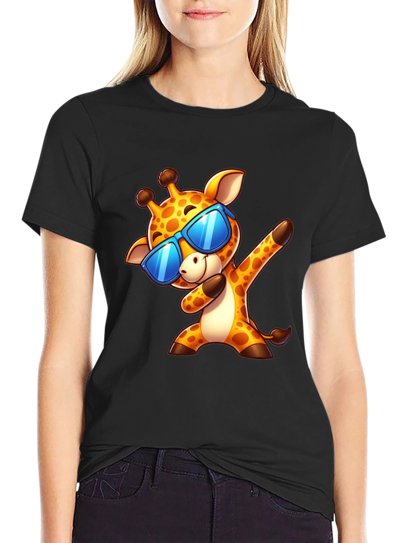 Dabbing Giraffe Graphic Tee - Cool Cartoon T-Shirt