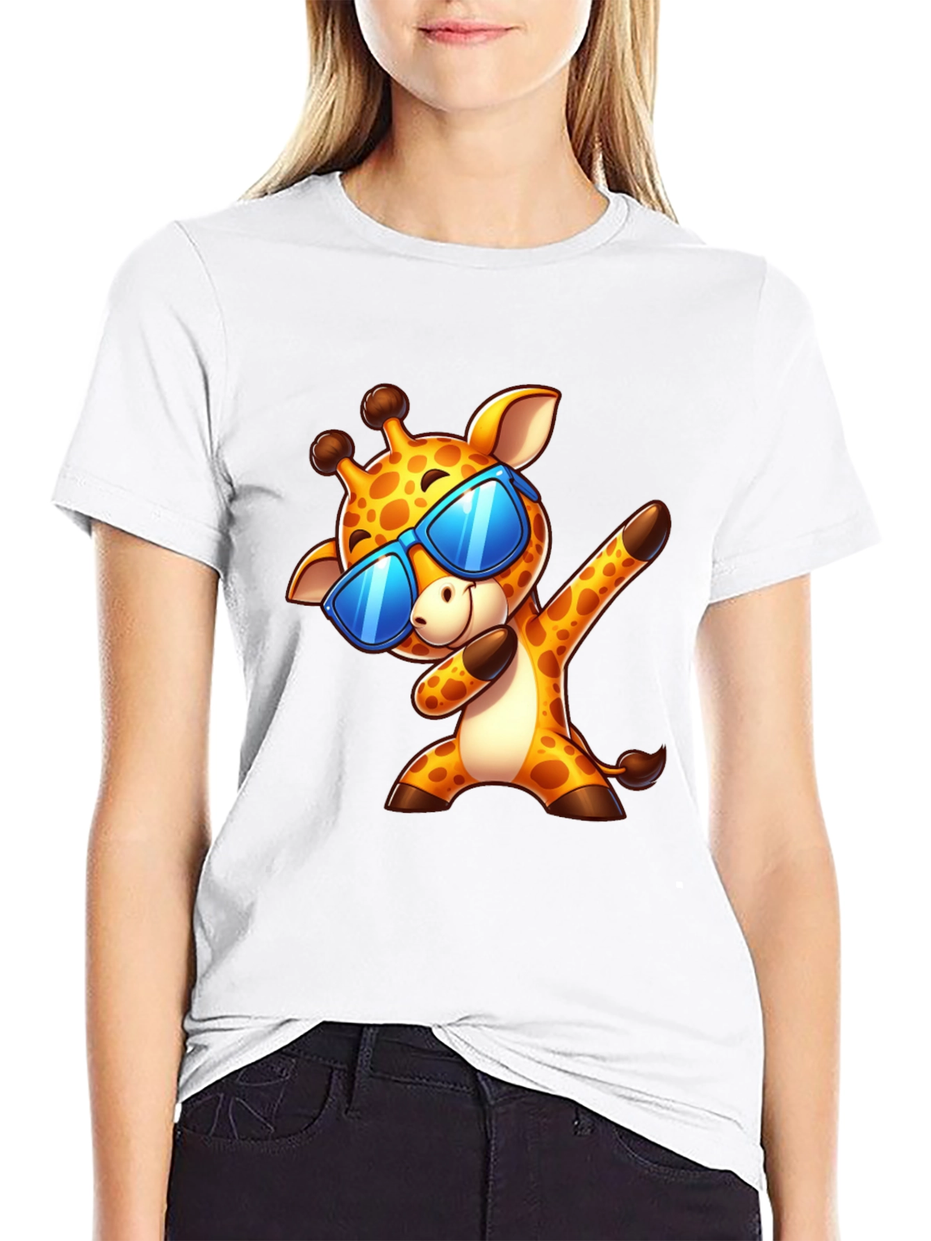 Dabbing Giraffe Graphic Tee - Cool Cartoon T-Shirt