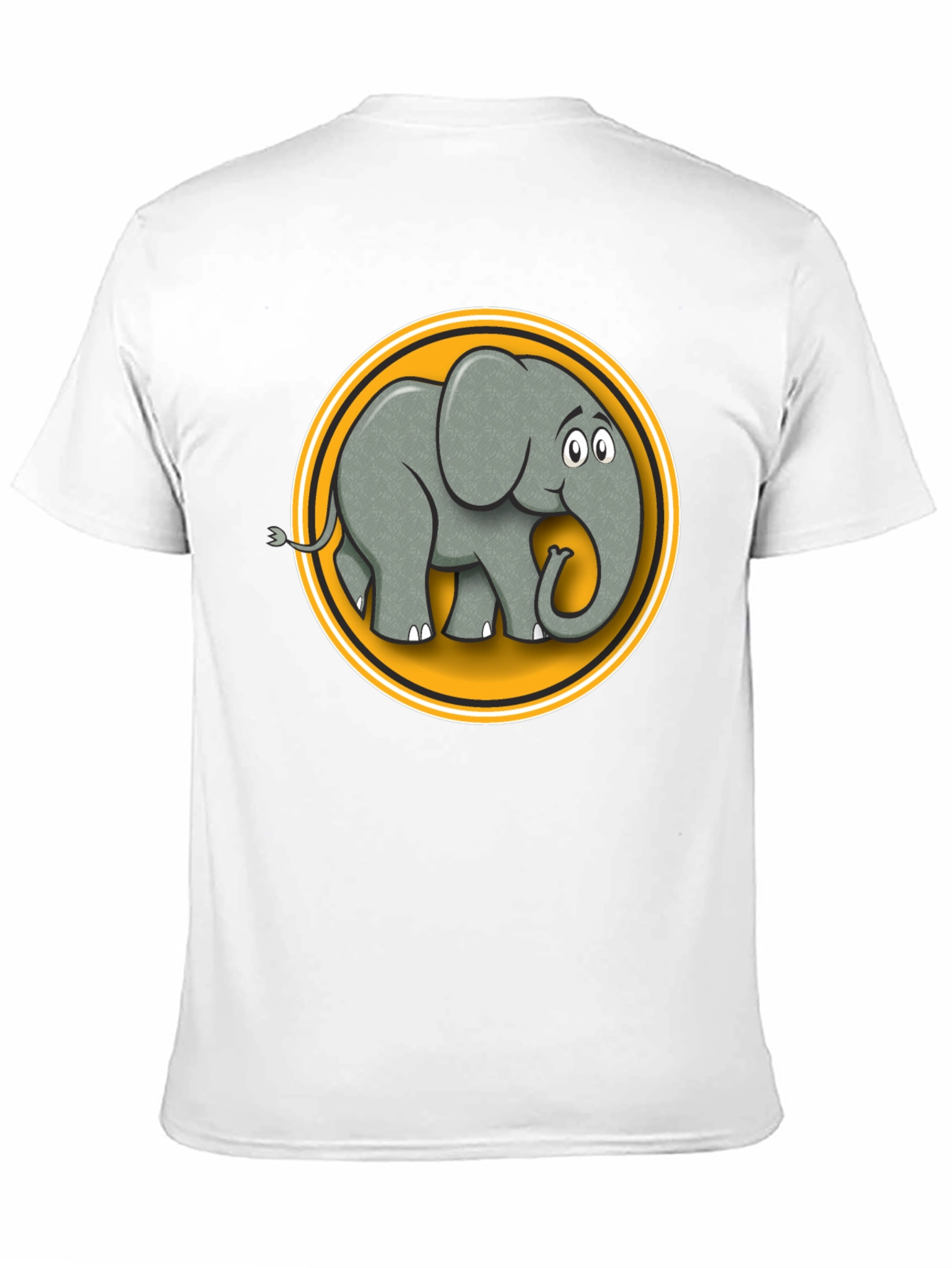 Elephant Cartoon Graphic Tee - Black Cotton T-Shirt