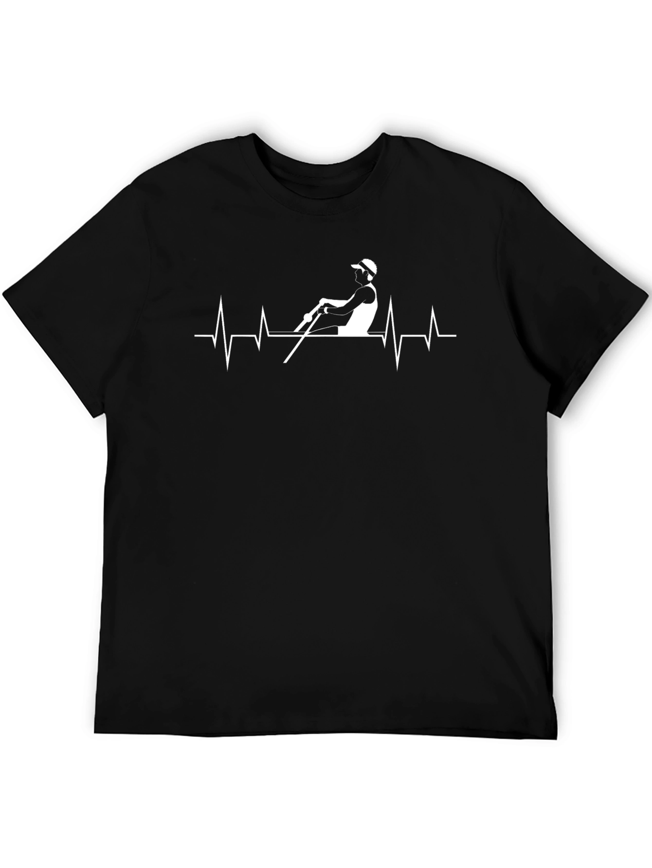 Rowing Heartbeat Graphic T-Shirt - Black