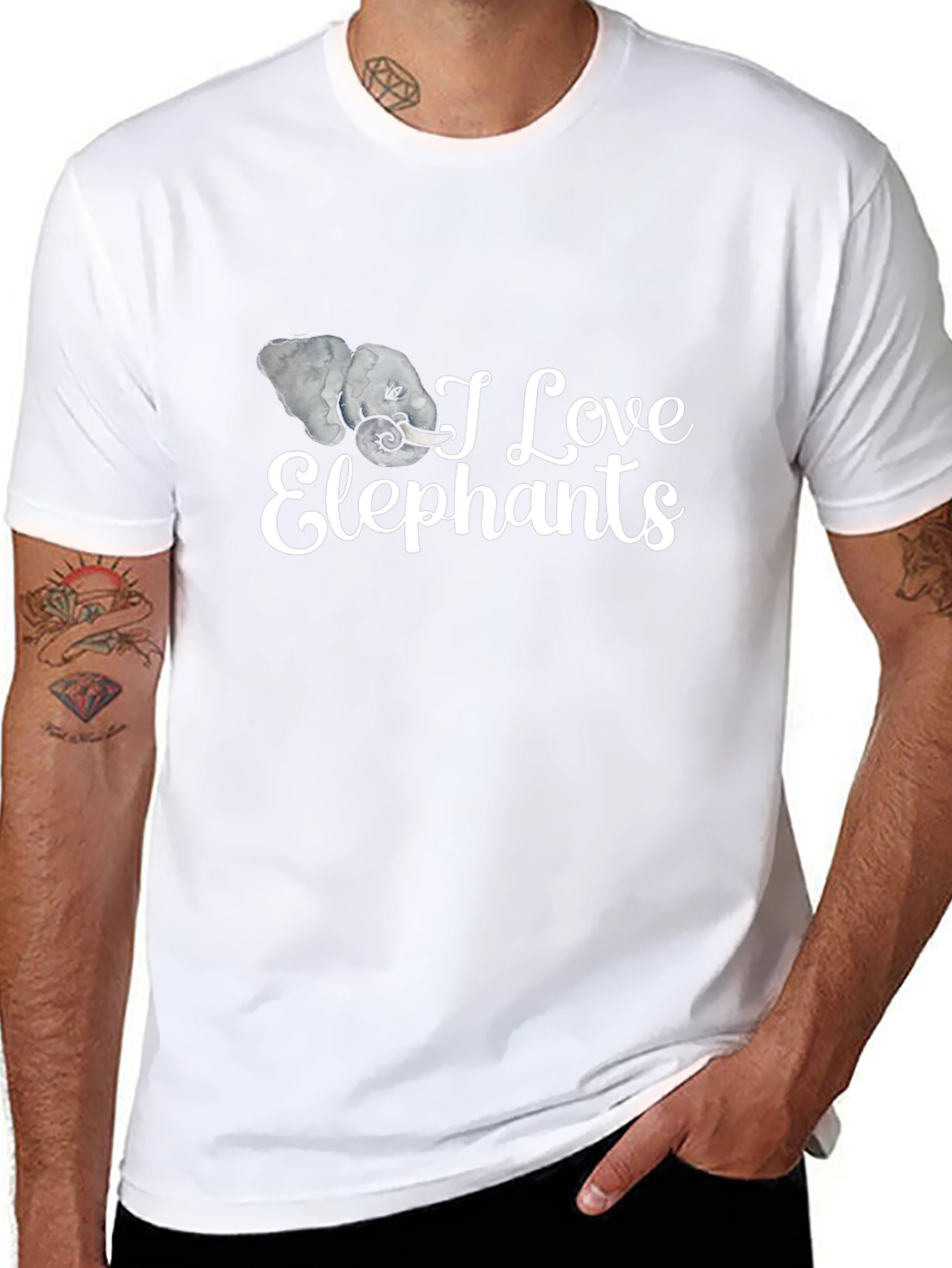 I Love Elephants Graphic Tee - Black