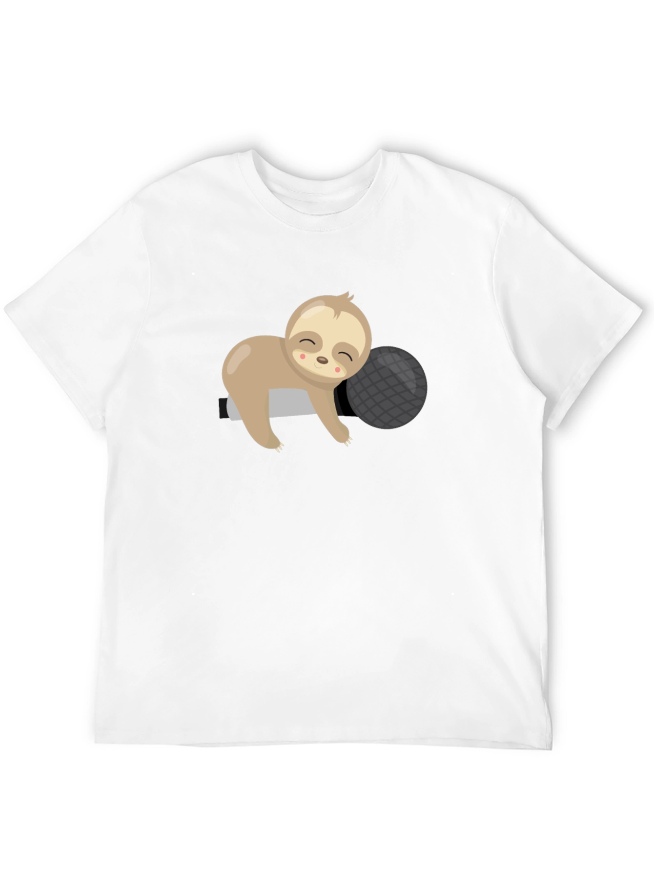 Cute Sloth Sleeping on Pillow Black T-Shirt