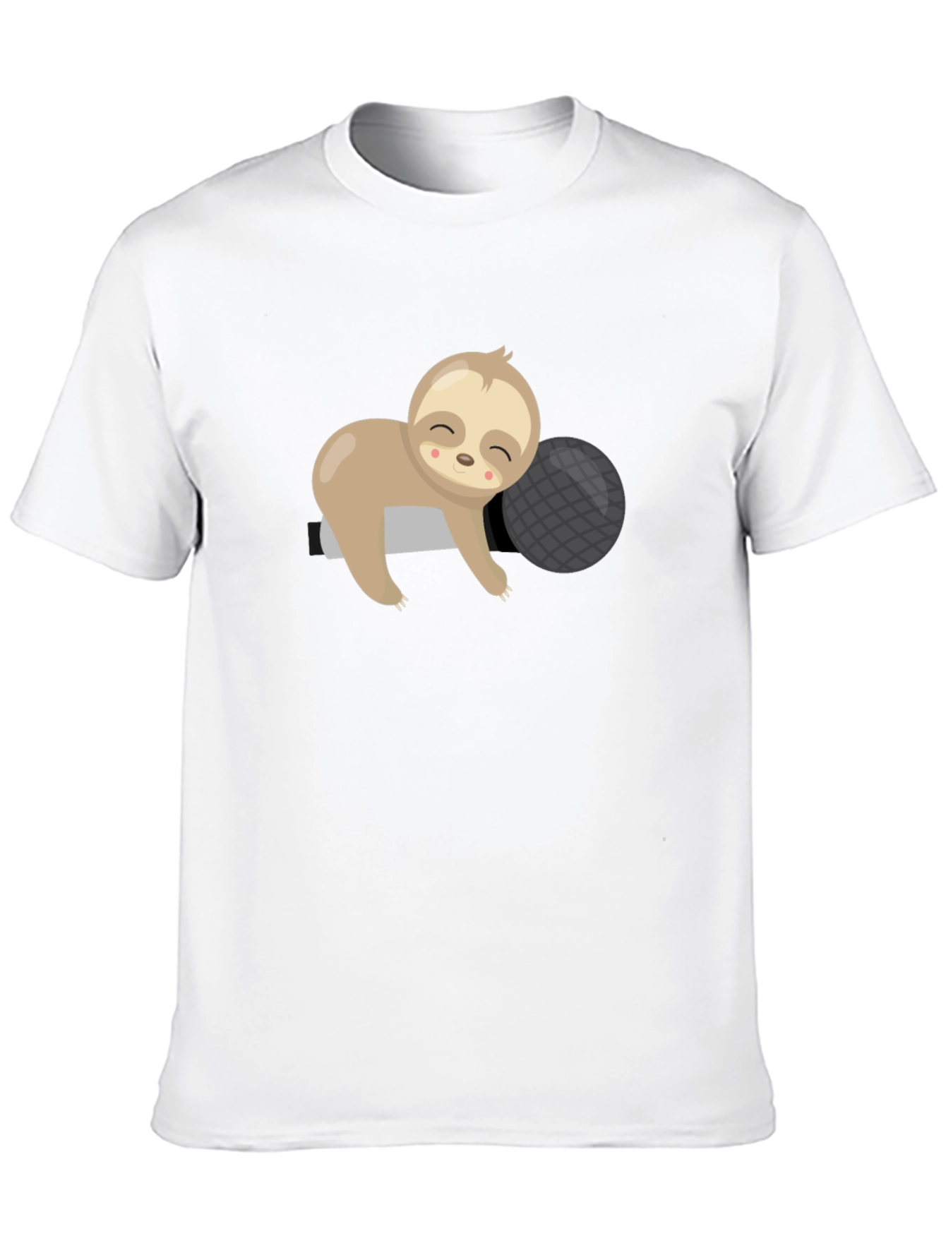 Cute Sloth Sleeping on Pillow Black T-Shirt