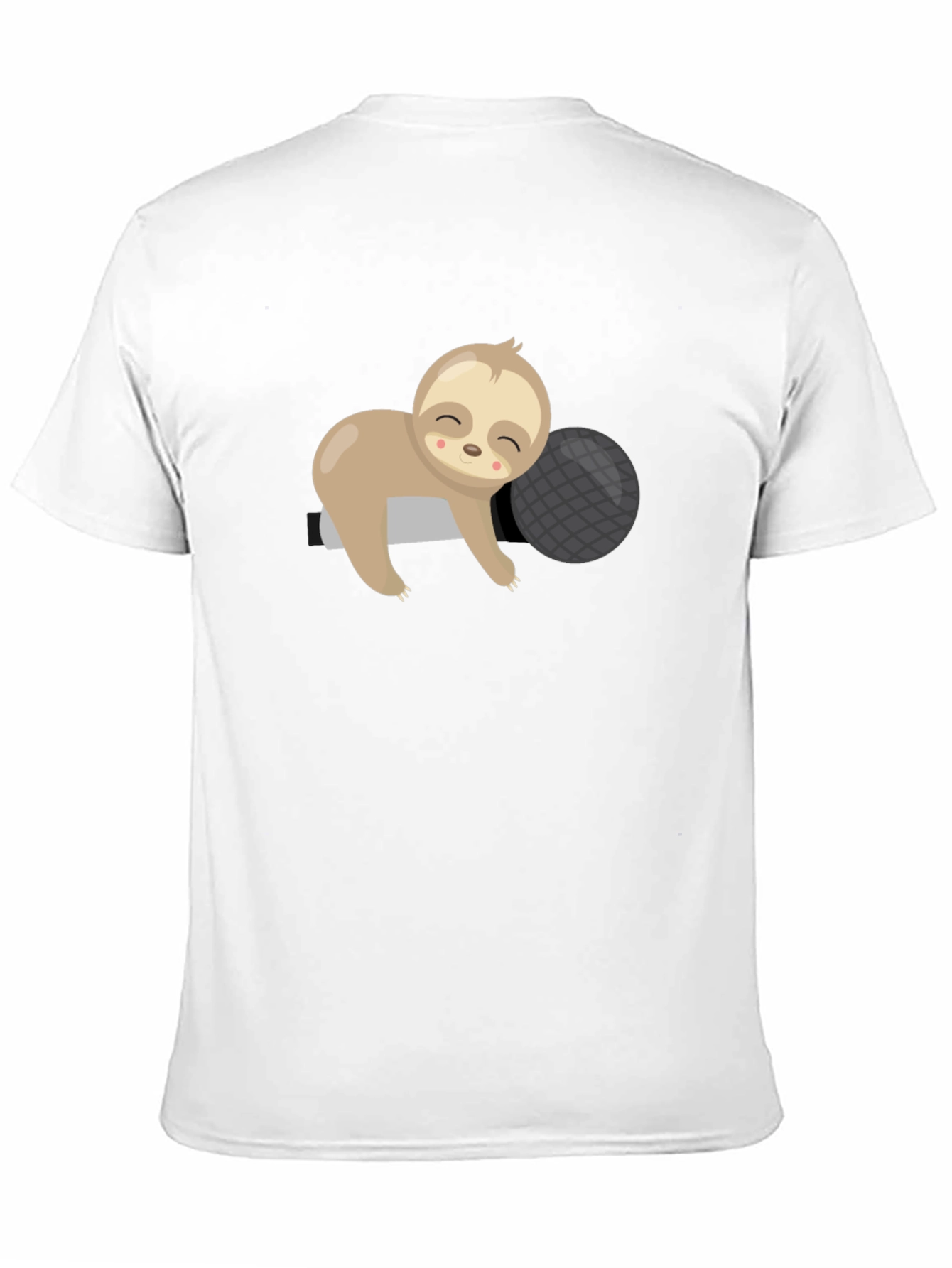 Cute Sloth Sleeping on Pillow Black T-Shirt