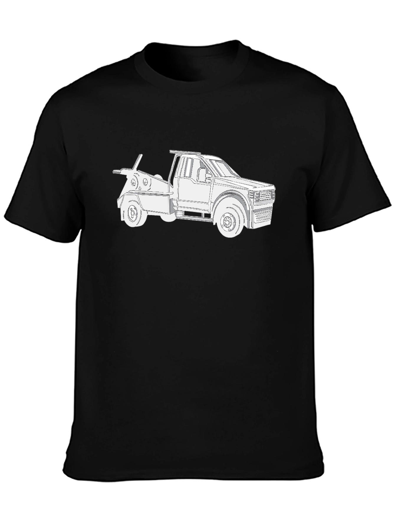 Tow Truck Graphic Tee - Black Cotton Blend