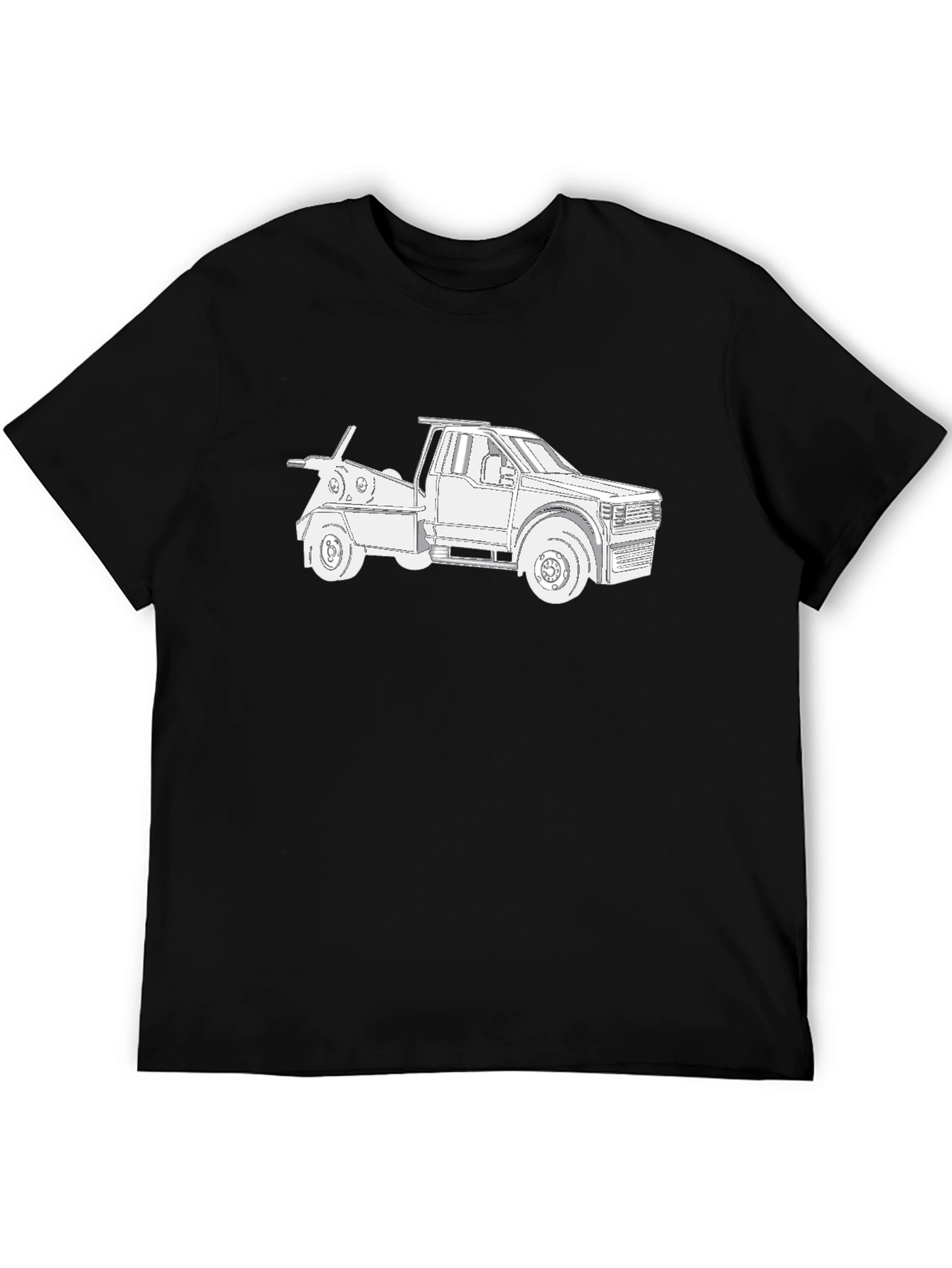 Tow Truck Graphic Tee - Black Cotton Blend