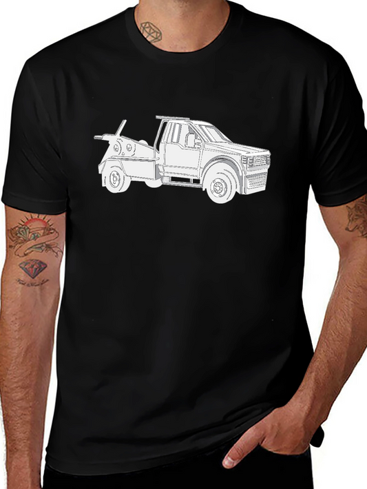 Tow Truck Graphic Tee - Black Cotton Blend