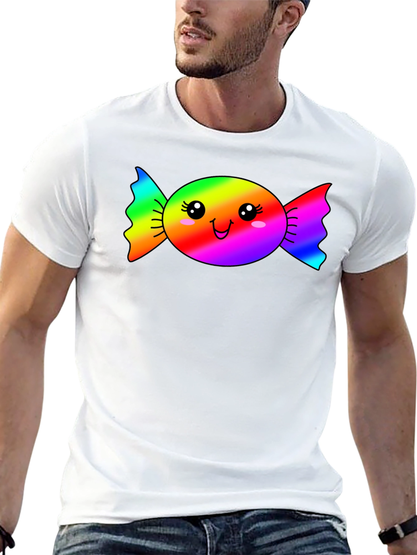 Rainbow Candy Face Graphic T-Shirt
