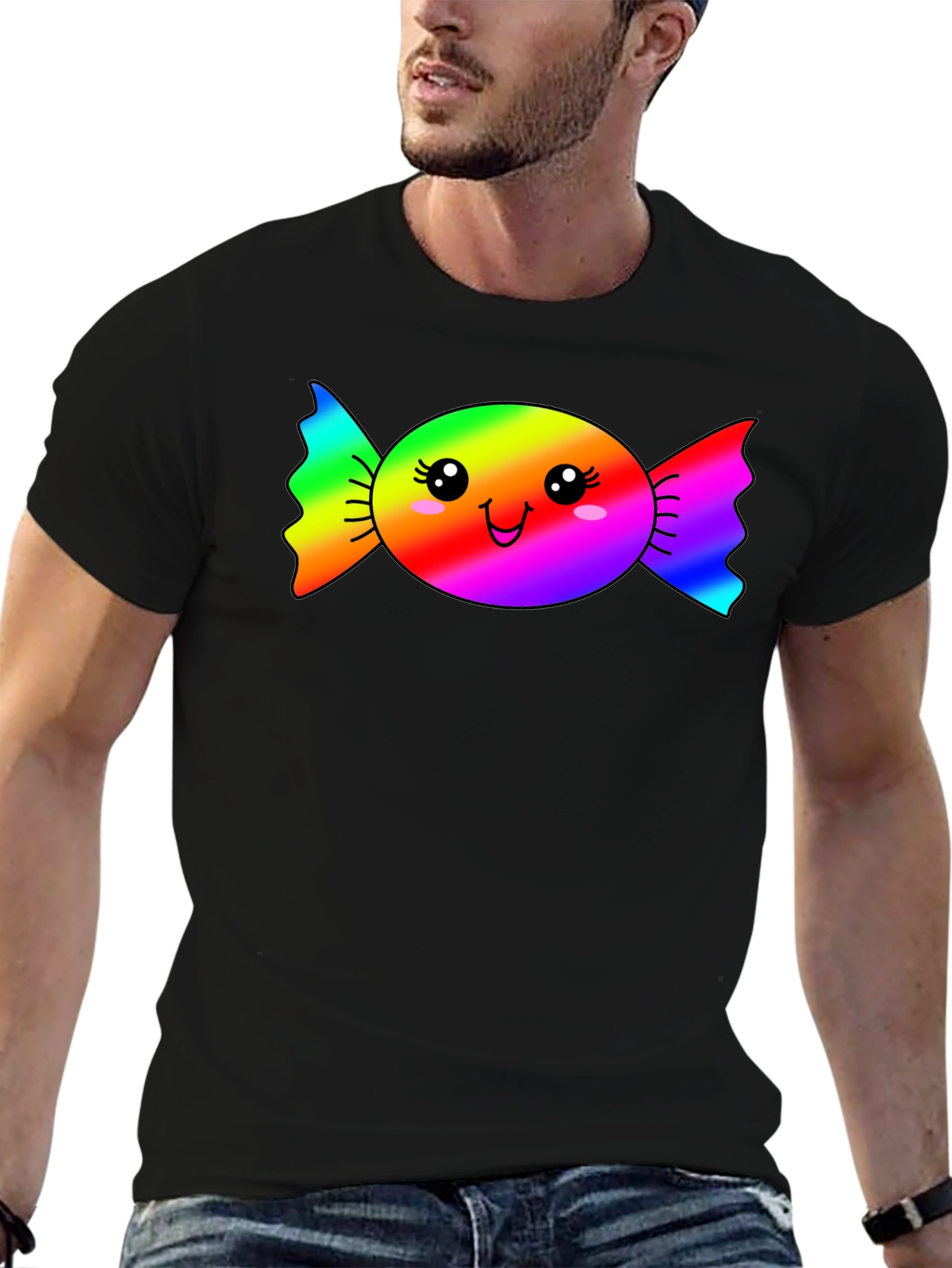 Rainbow Candy Face Graphic T-Shirt