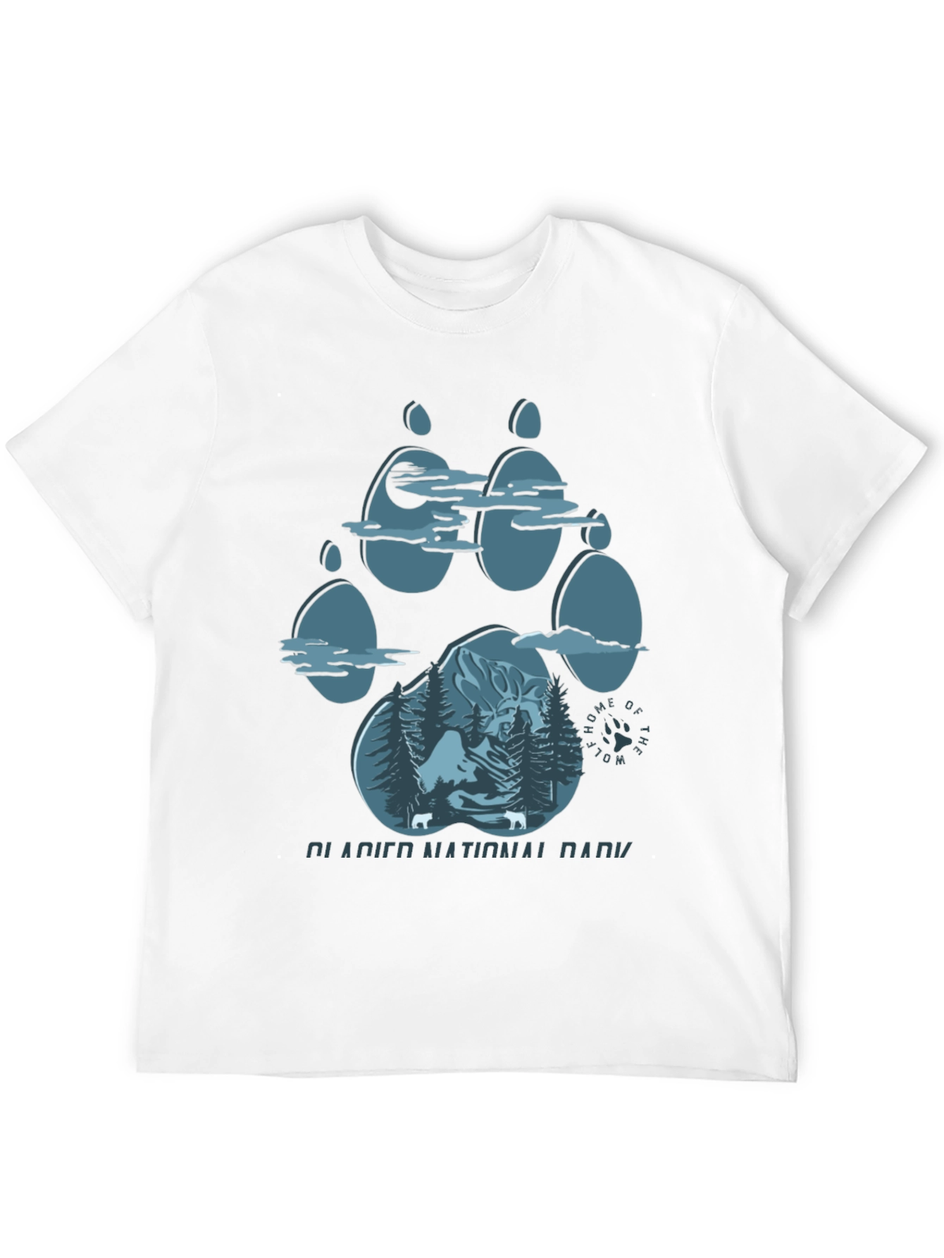Glacier National Park Wolf Paw Print T-Shirt