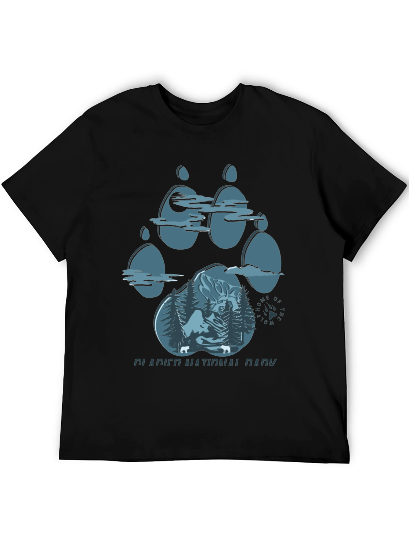 Glacier National Park Wolf Paw Print T-Shirt