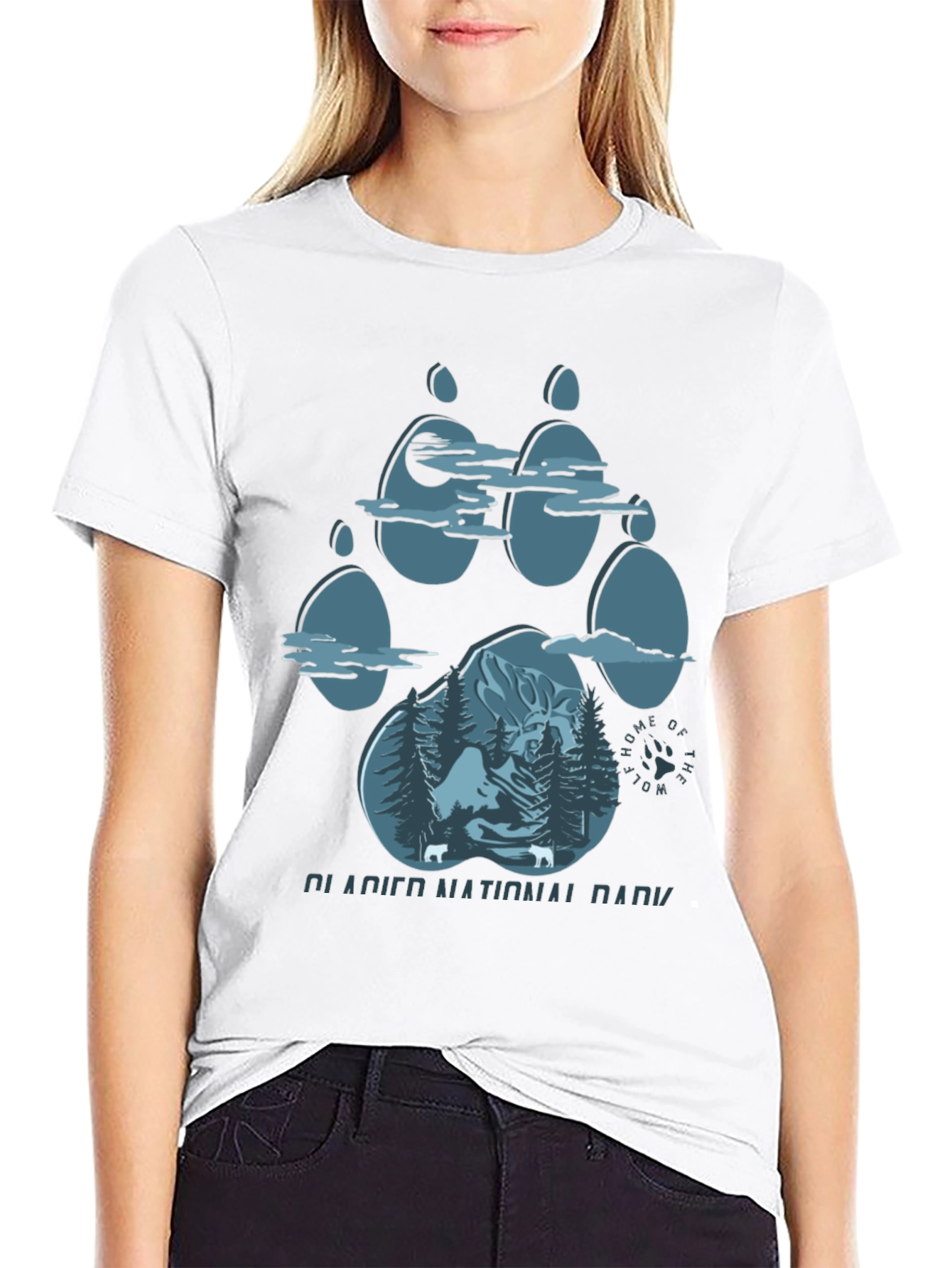 Glacier National Park Wolf Paw Print T-Shirt