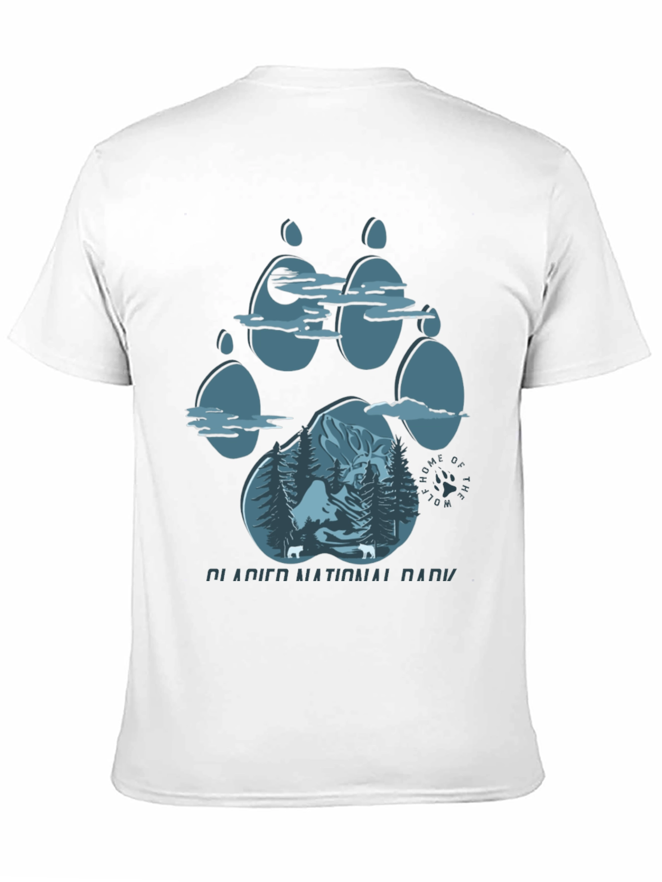 Glacier National Park Wolf Paw Print T-Shirt