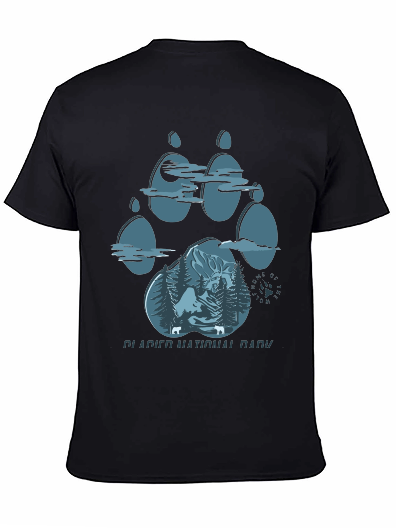 Glacier National Park Wolf Paw Print T-Shirt