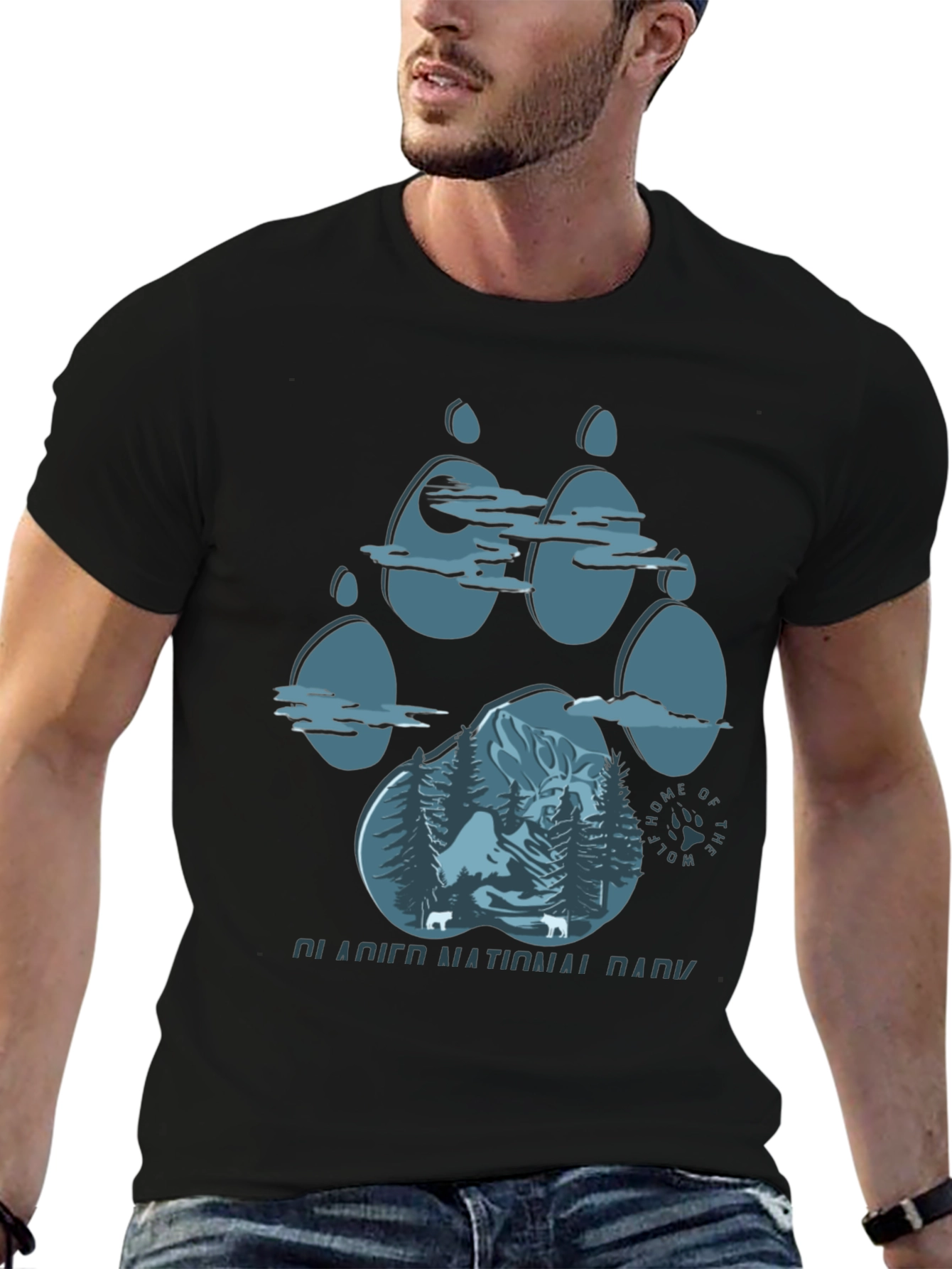 Glacier National Park Wolf Paw Print T-Shirt