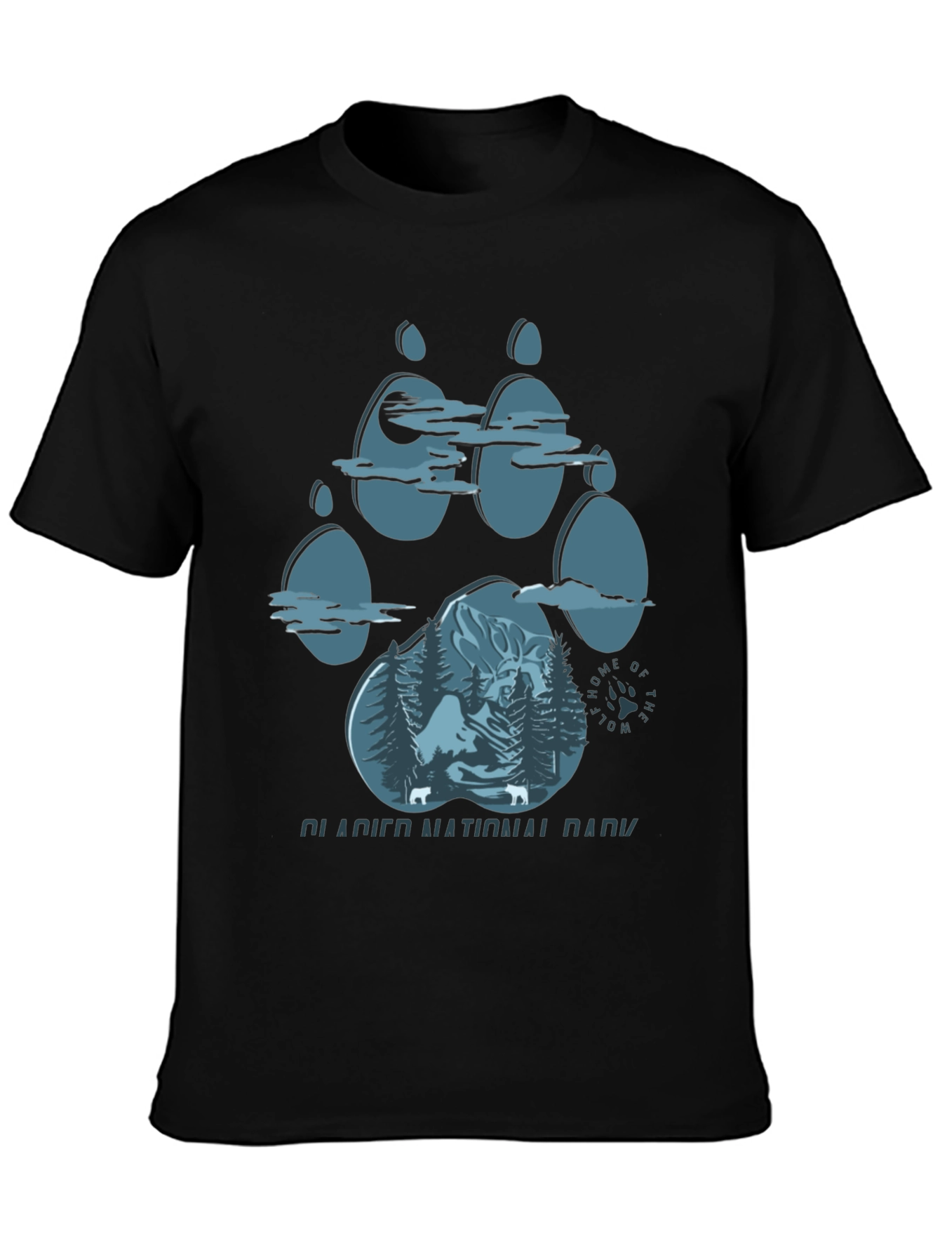 Glacier National Park Wolf Paw Print T-Shirt