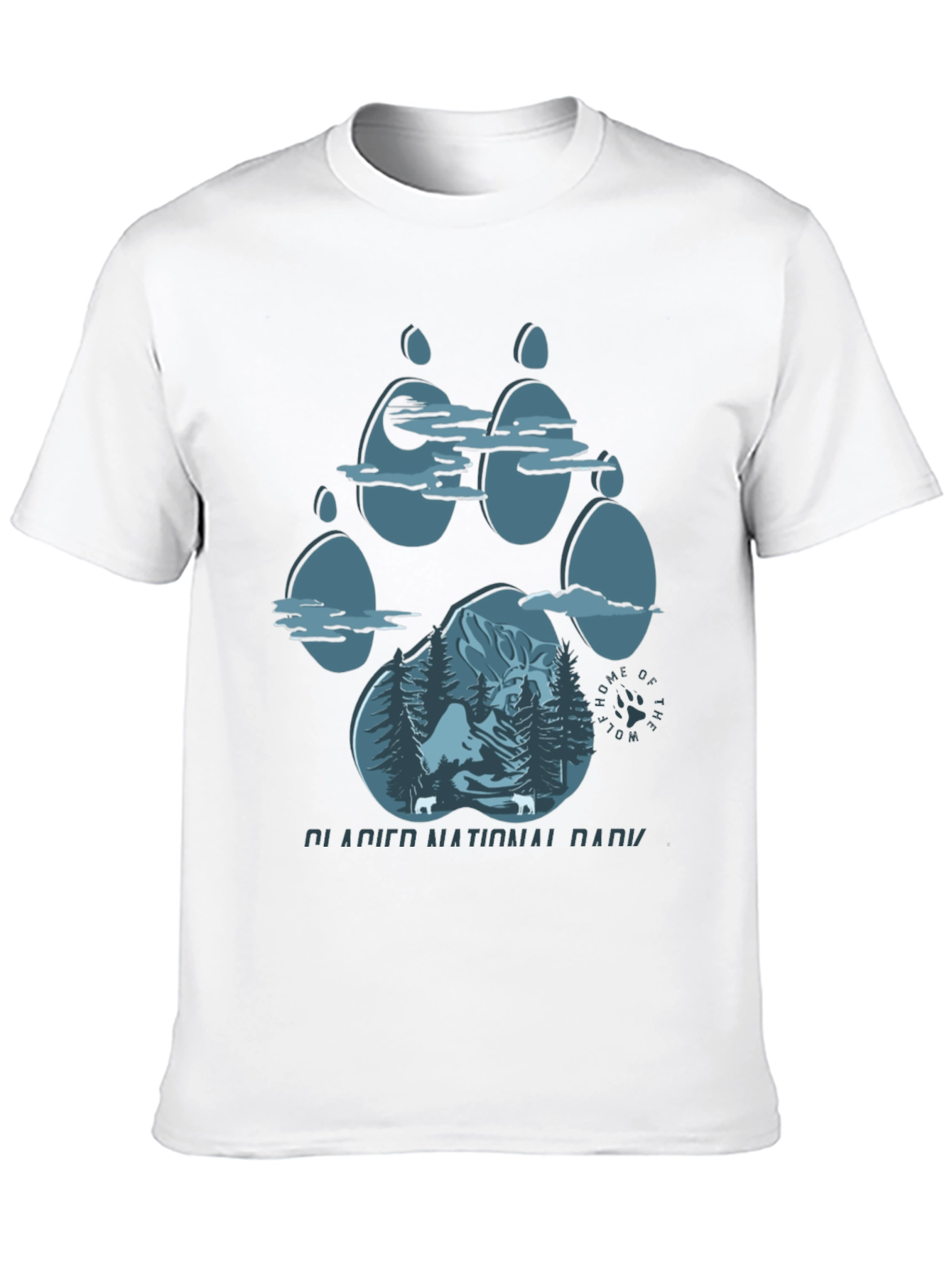 Glacier National Park Wolf Paw Print T-Shirt