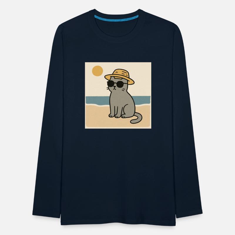 gray cat on the beach design