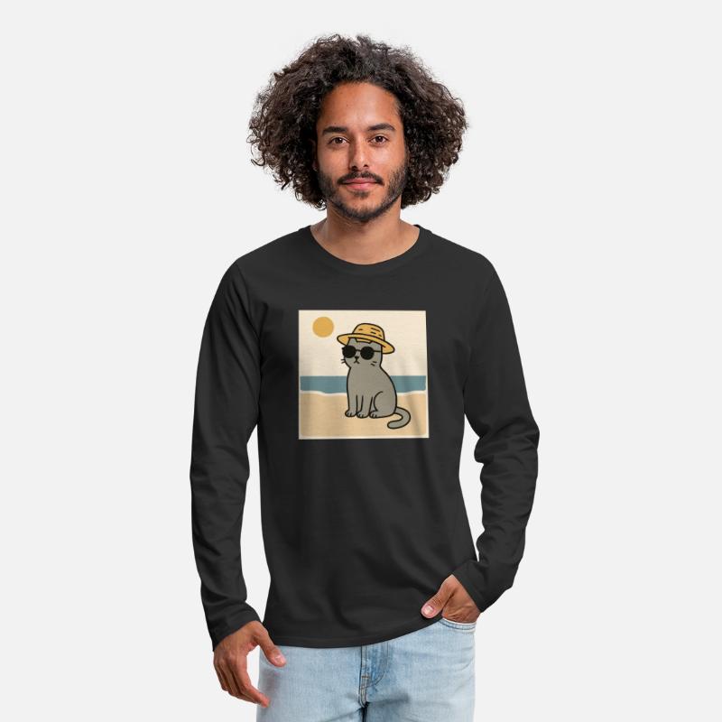 gray cat on the beach design