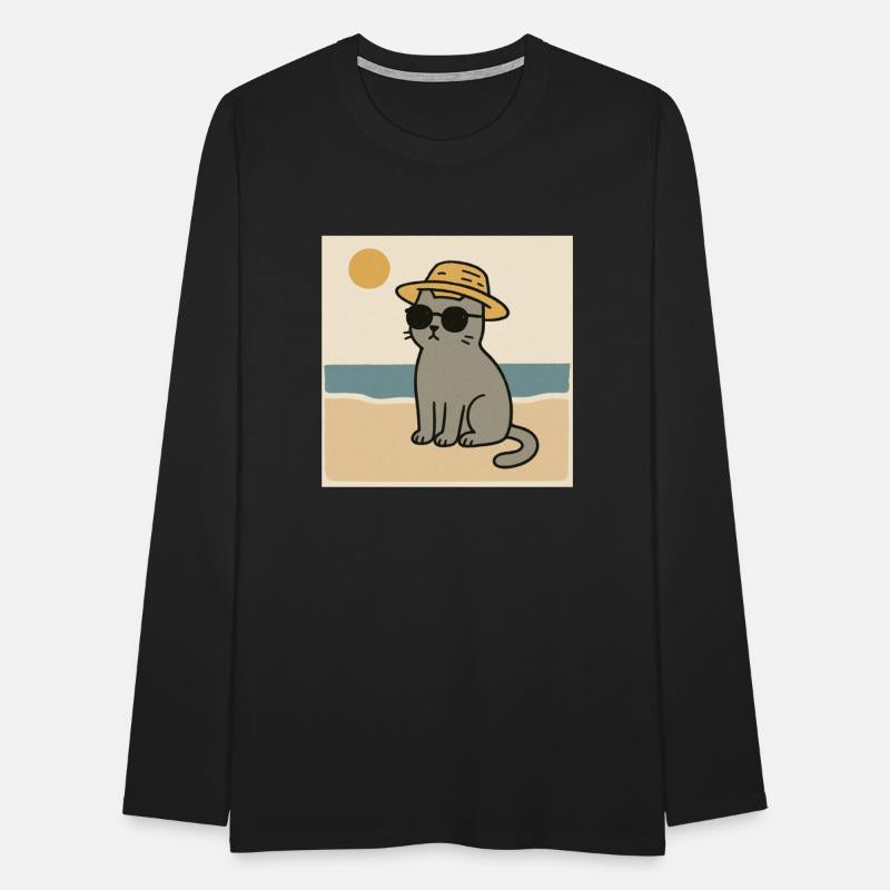 gray cat on the beach design