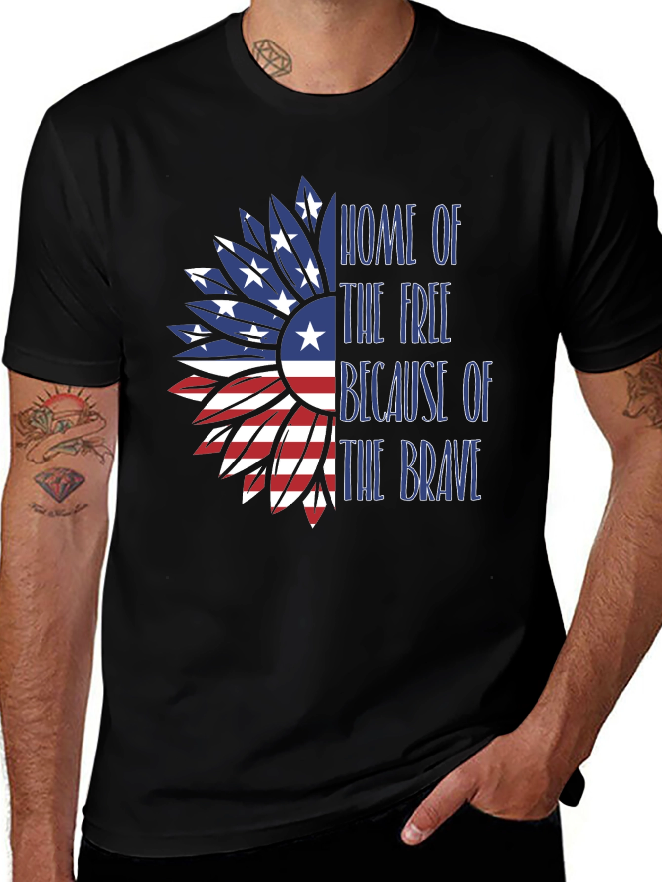 Patriotic Sunflower USA Flag T-Shirt