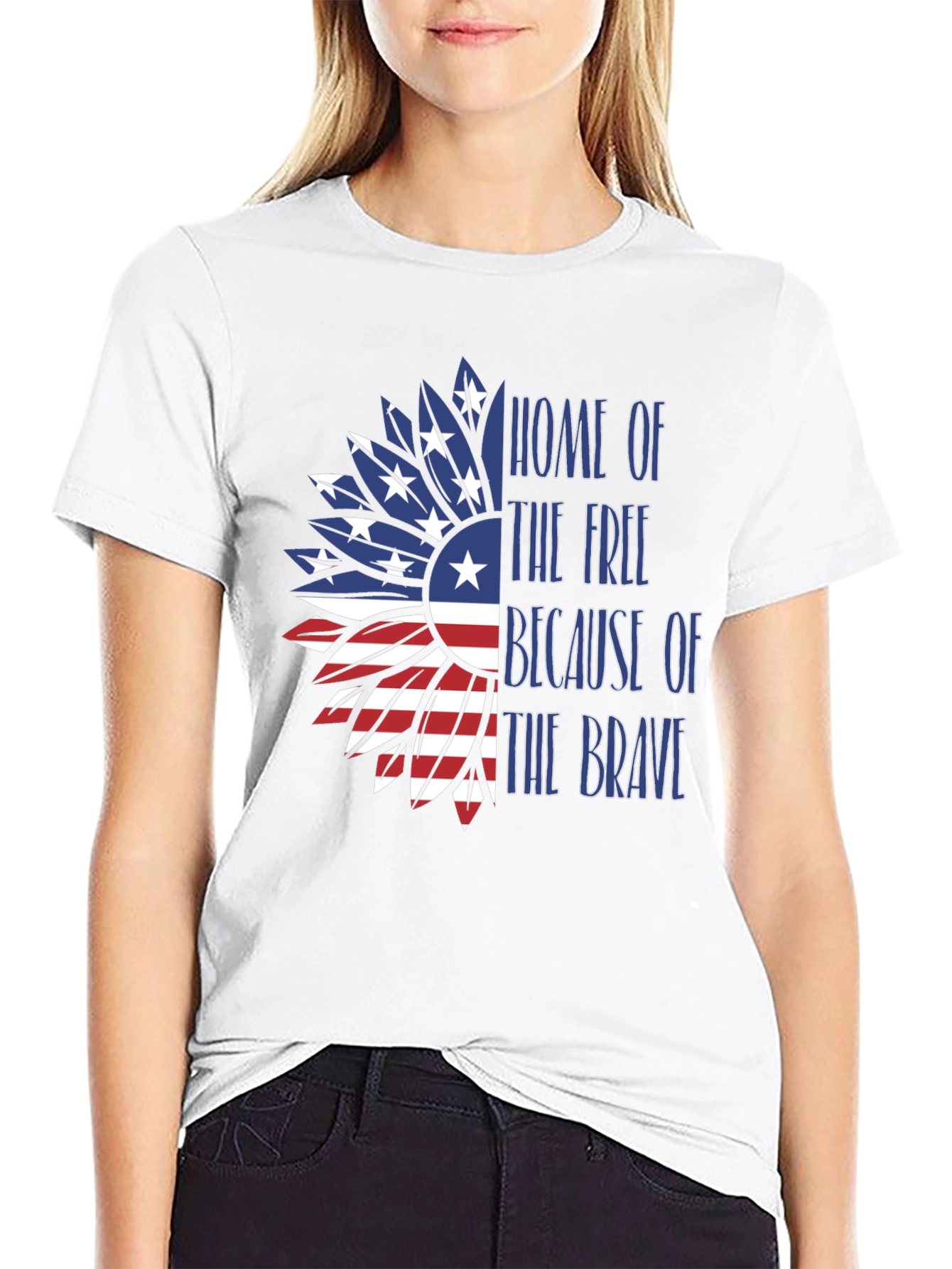 Patriotic Sunflower USA Flag T-Shirt