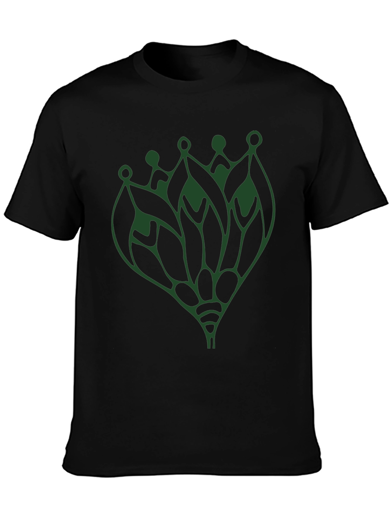 Abstract Green Lotus T-Shirt - Black