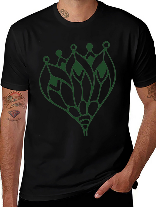 Abstract Green Lotus T-Shirt - Black