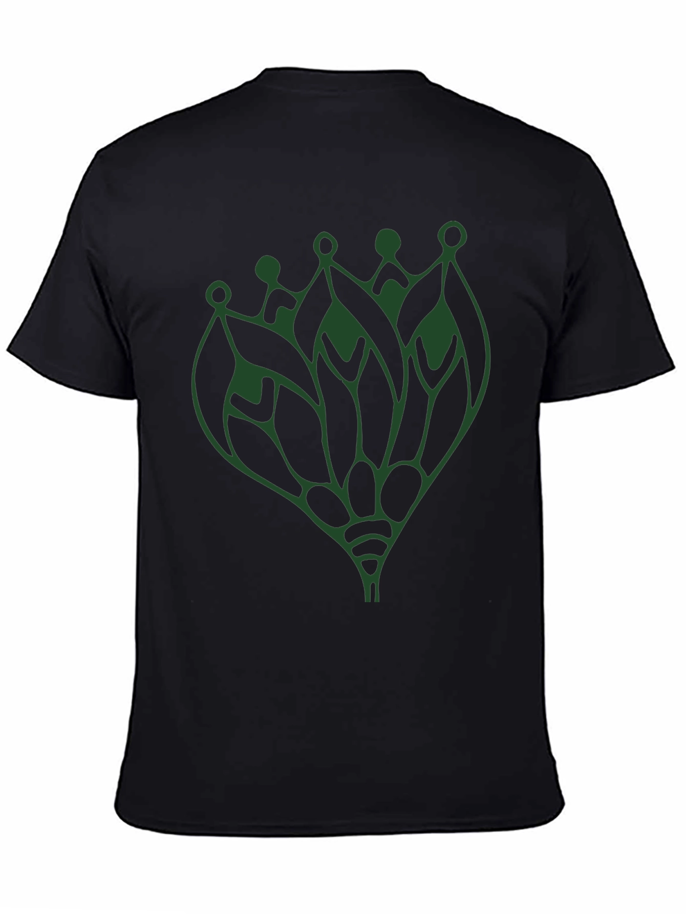 Abstract Green Lotus T-Shirt - Black