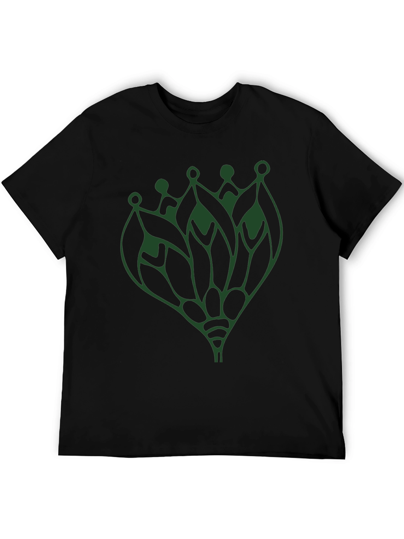 Abstract Green Lotus T-Shirt - Black