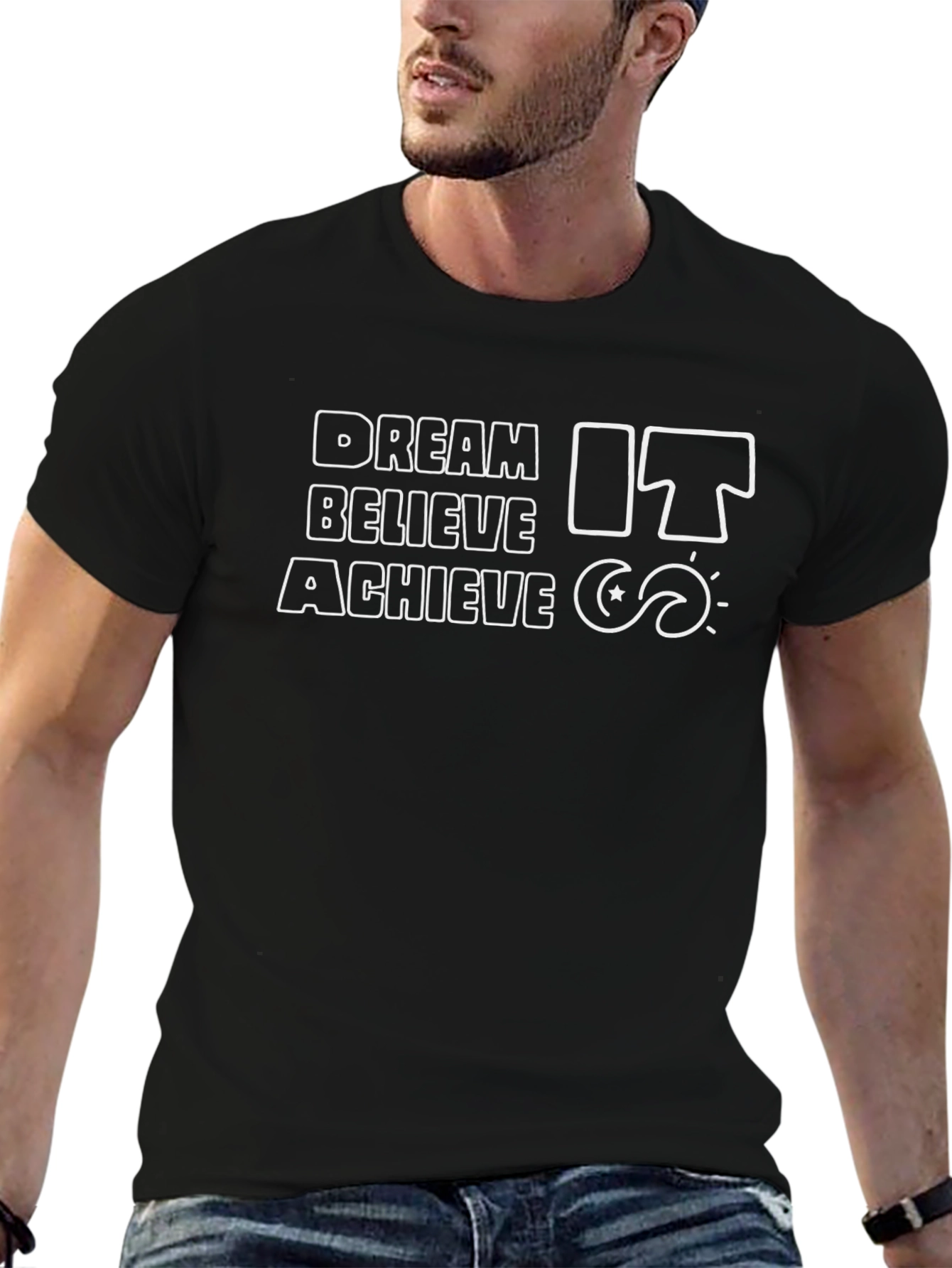 Dream Believe Achieve Black Graphic Tee