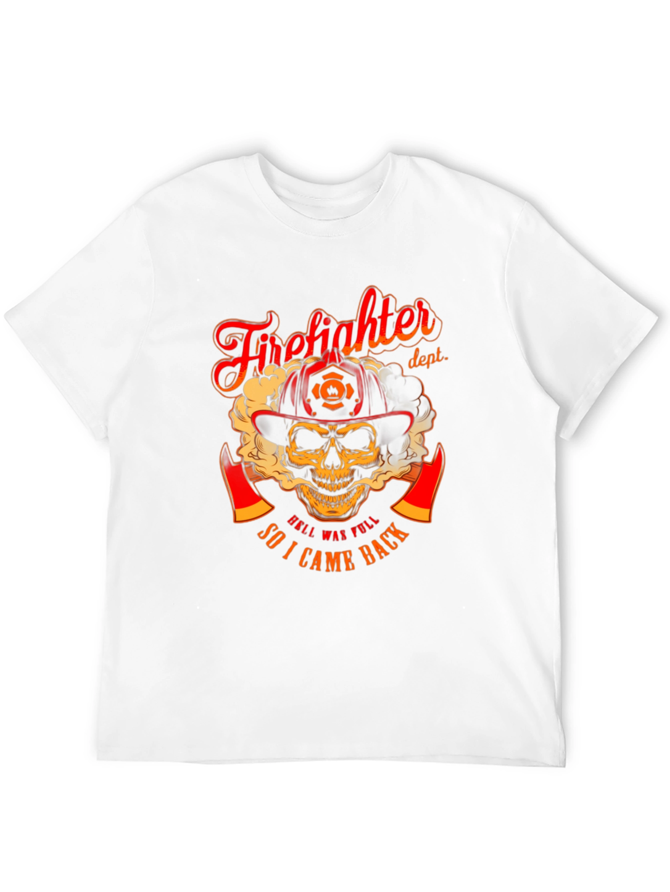 Firefighter Skull Graphic T-Shirt - Hell Was Full Design