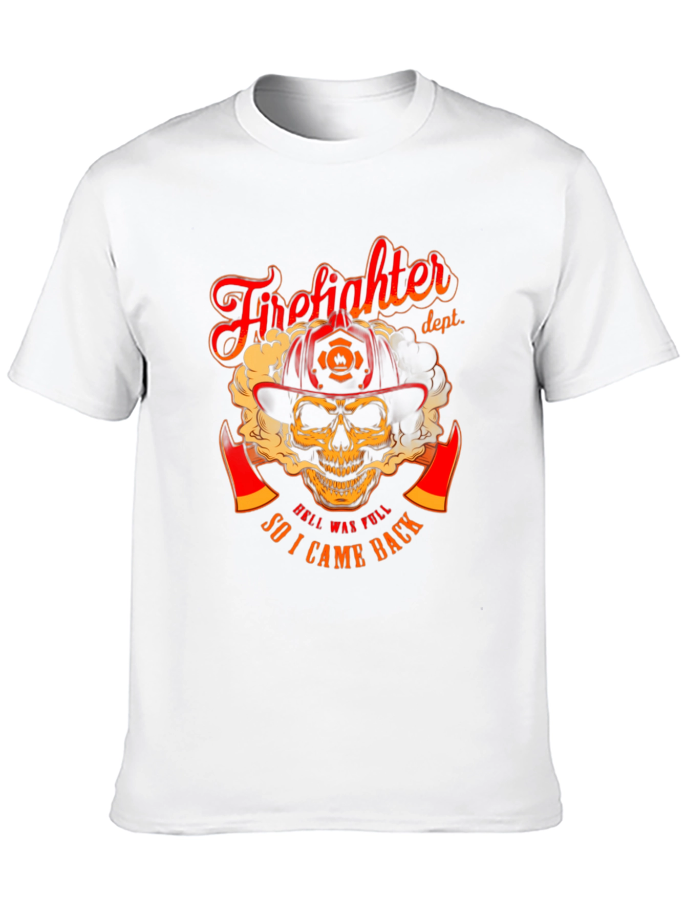 Firefighter Skull Graphic T-Shirt - Hell Was Full Design