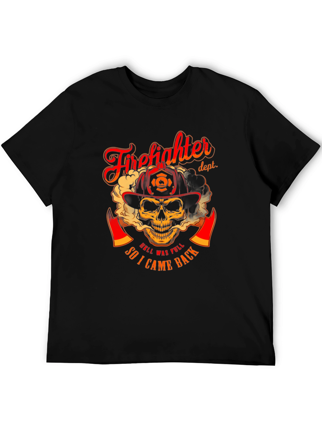 Firefighter Skull Graphic T-Shirt - Hell Was Full Design