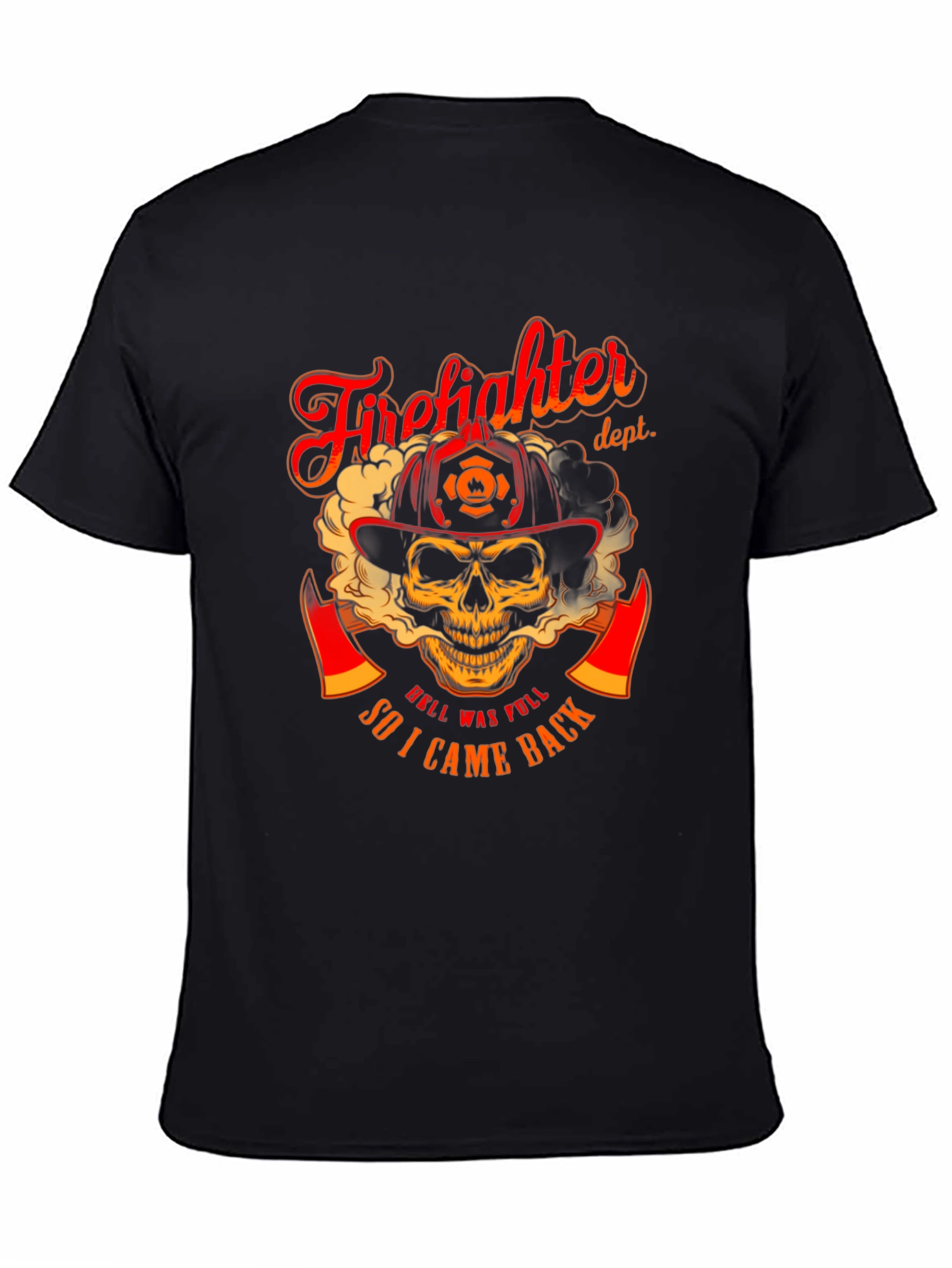 Firefighter Skull Graphic T-Shirt - Hell Was Full Design