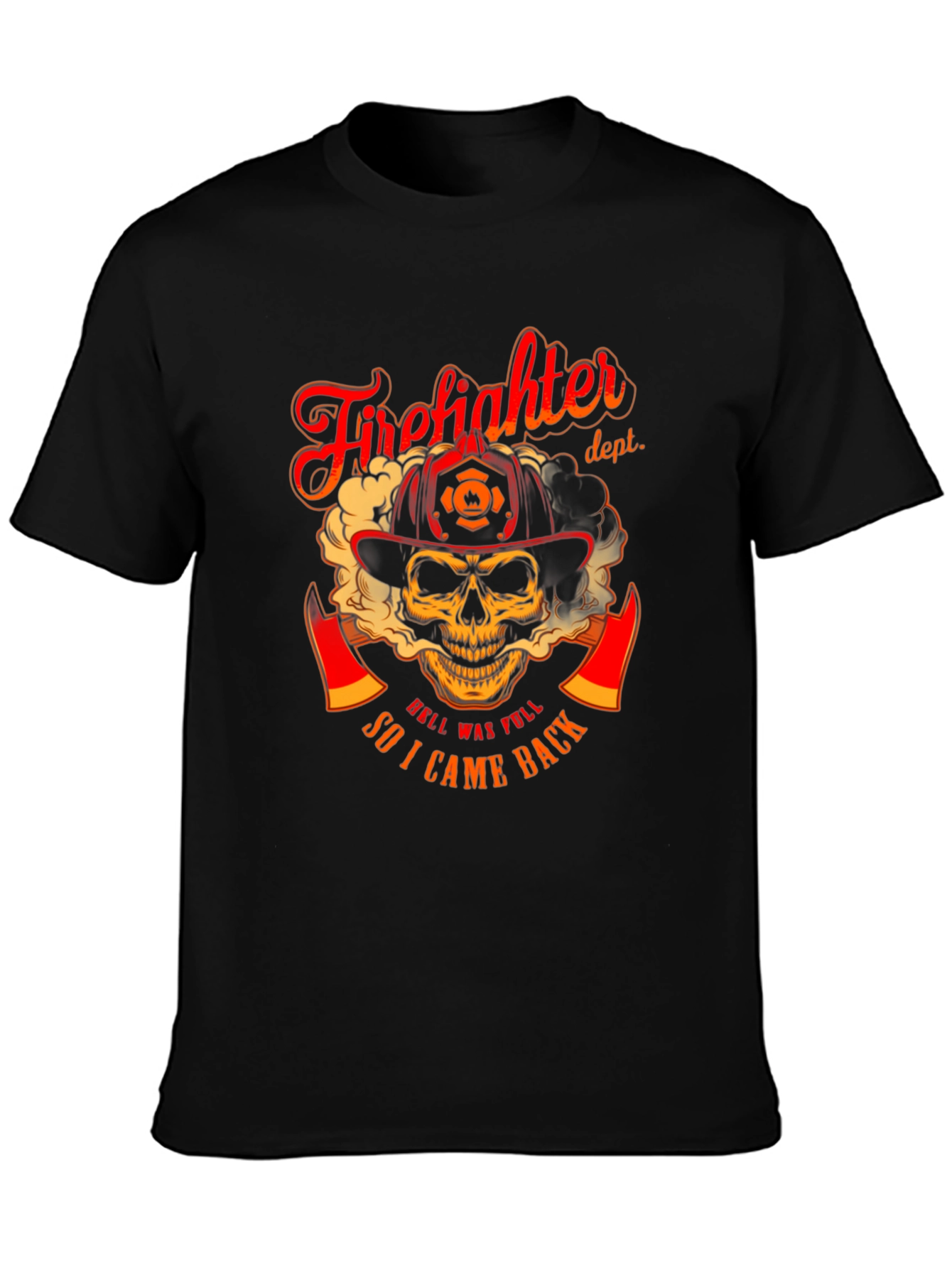 Firefighter Skull Graphic T-Shirt - Hell Was Full Design