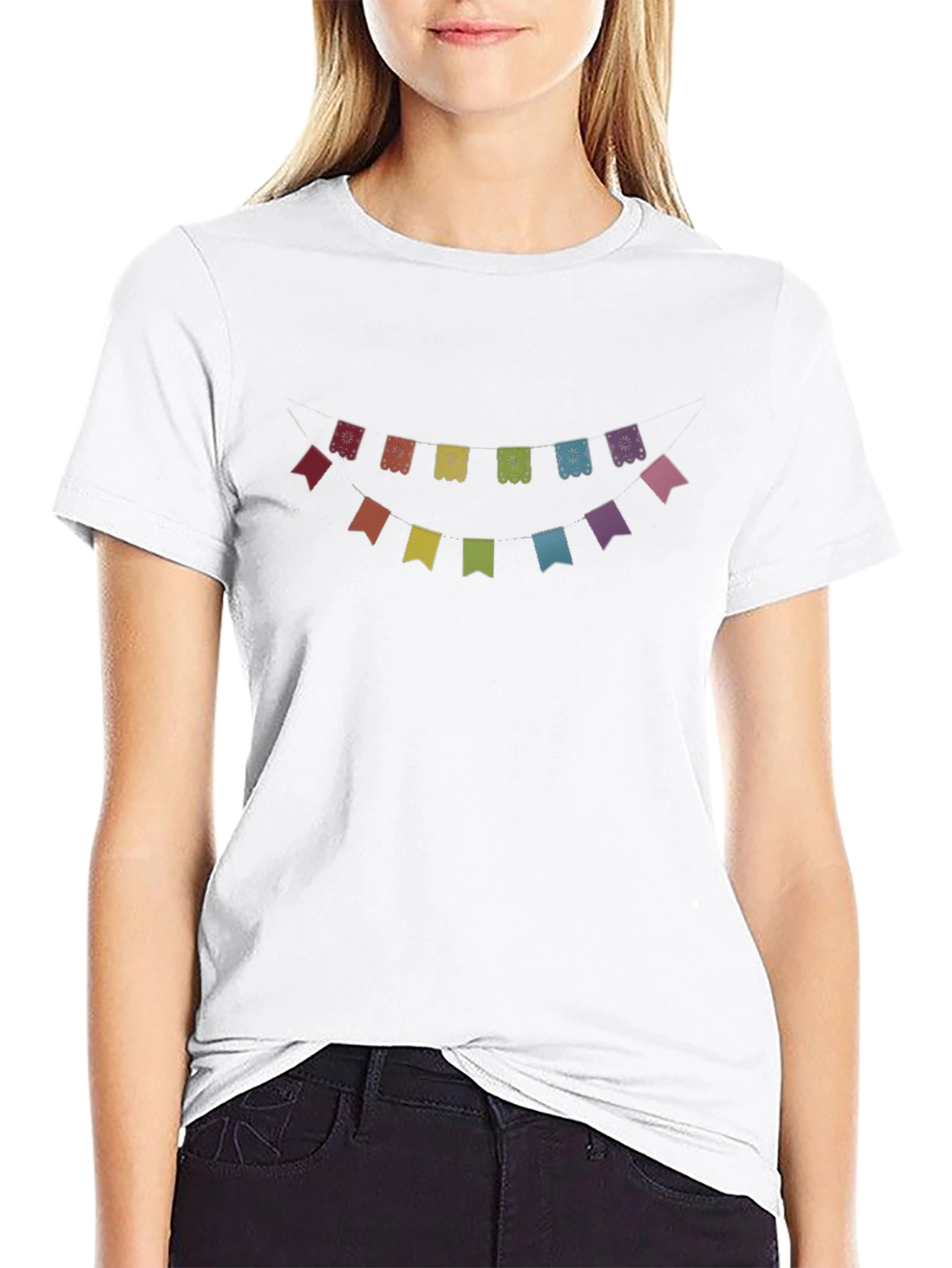 Festive Papel Picado Design Black T-Shirt