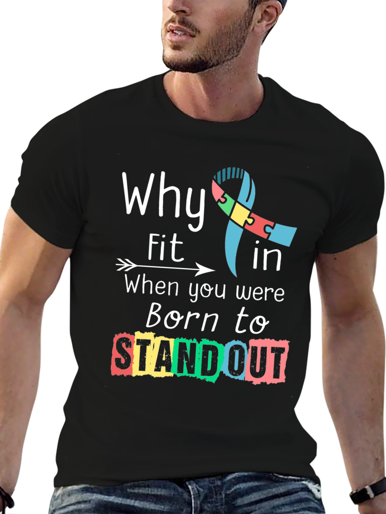 Why Fit In Standout Autism Awareness Tee
